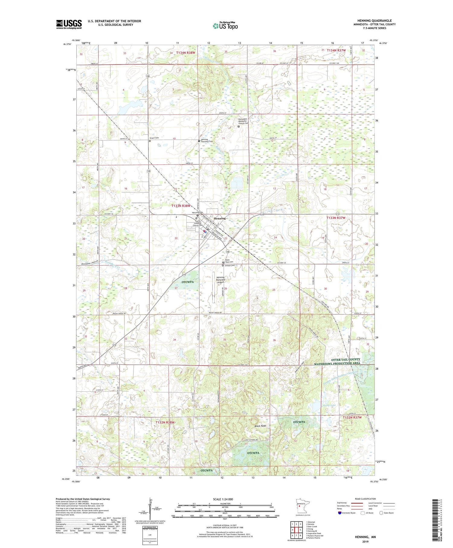 Henning Minnesota US Topo Map Image