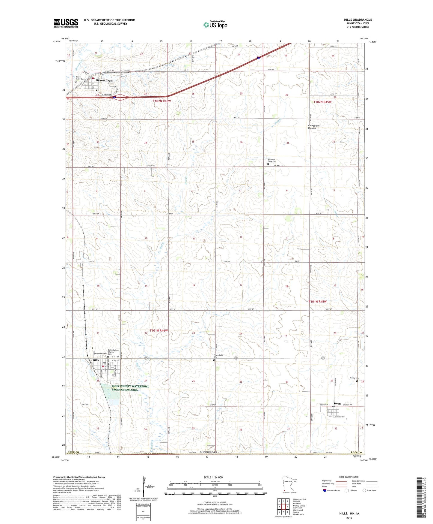 Hills Minnesota US Topo Map Image