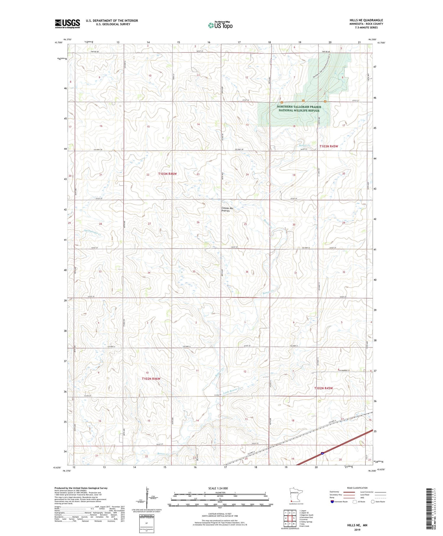 Hills NE Minnesota US Topo Map Image