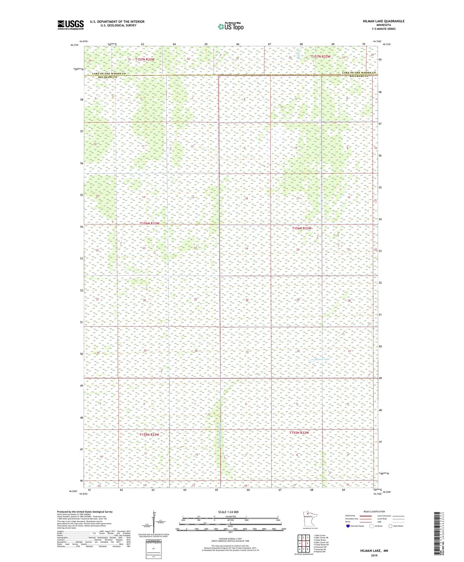 Hilman Lake Minnesota US Topo Map Image