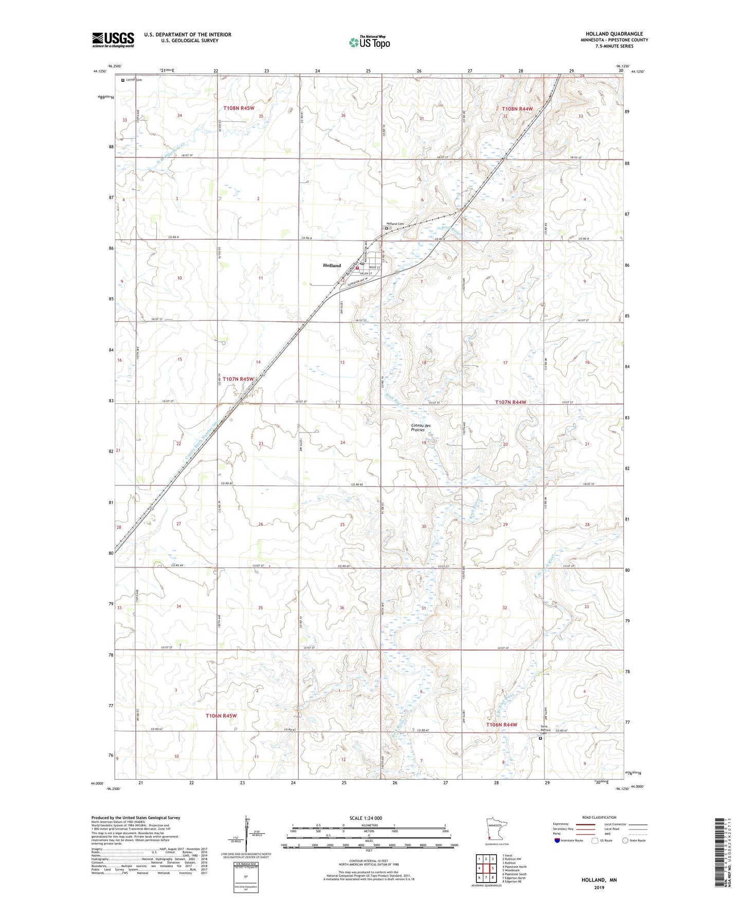 Holland Minnesota US Topo Map Image
