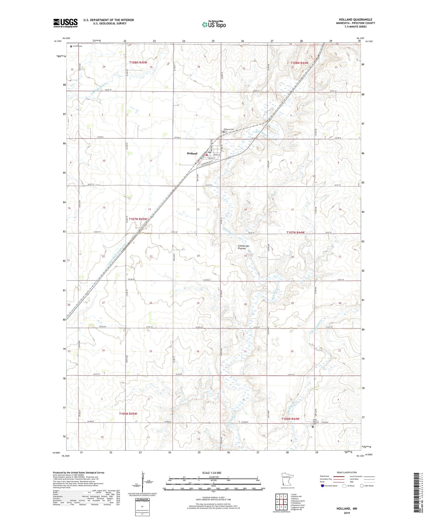Holland Minnesota US Topo Map Image