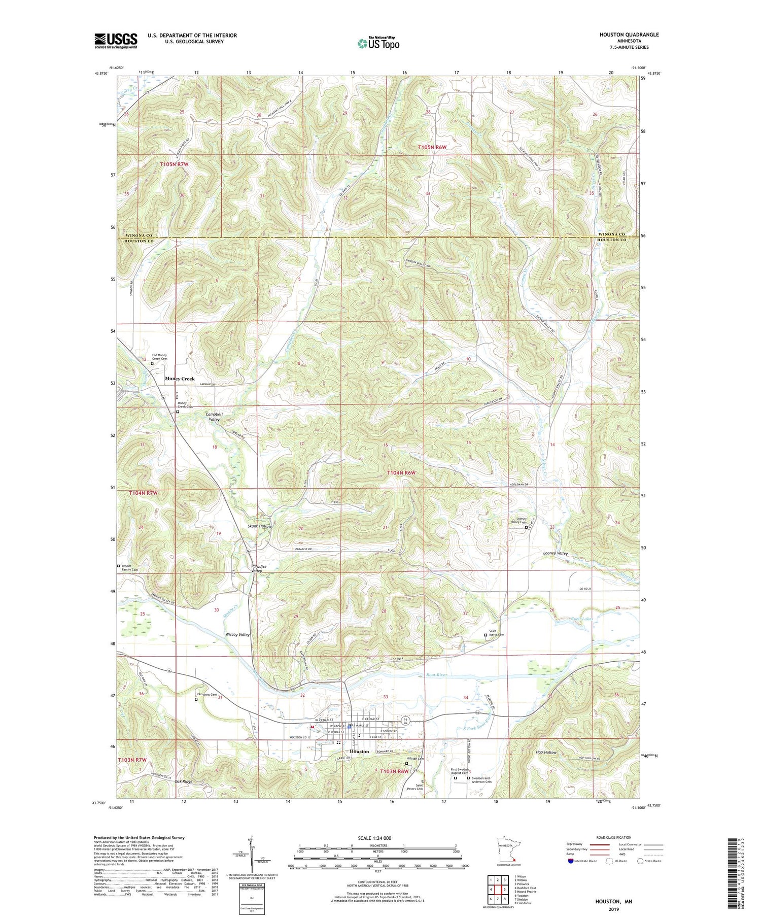 Houston Minnesota US Topo Map Image