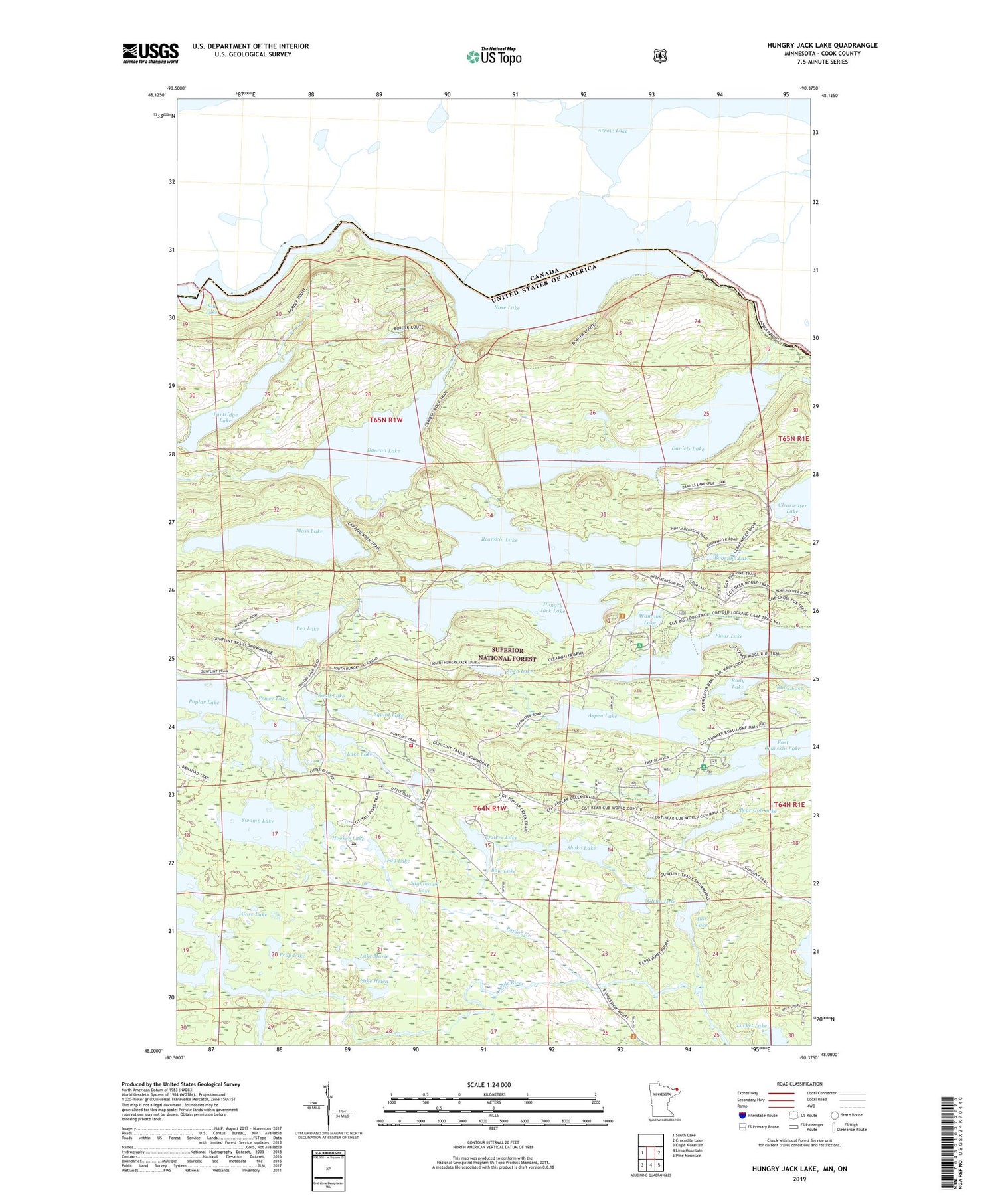 Hungry Jack Lake Minnesota US Topo Map Image