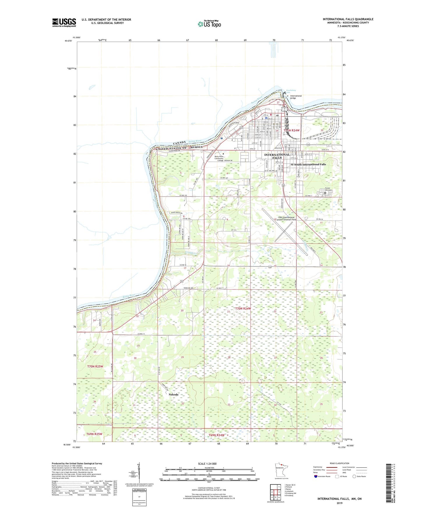 International Falls Minnesota US Topo Map Image