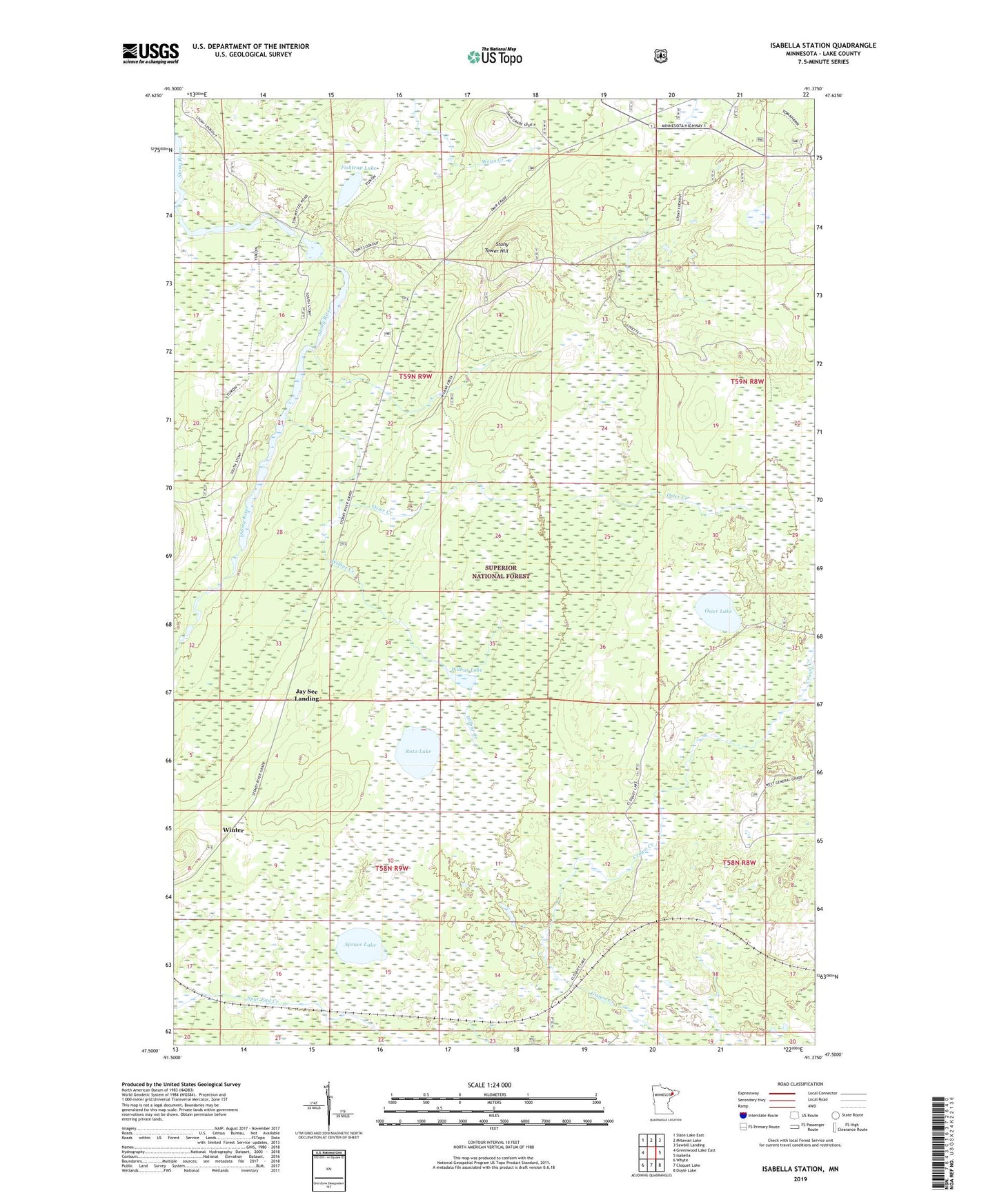 Isabella Station Minnesota US Topo Map Image