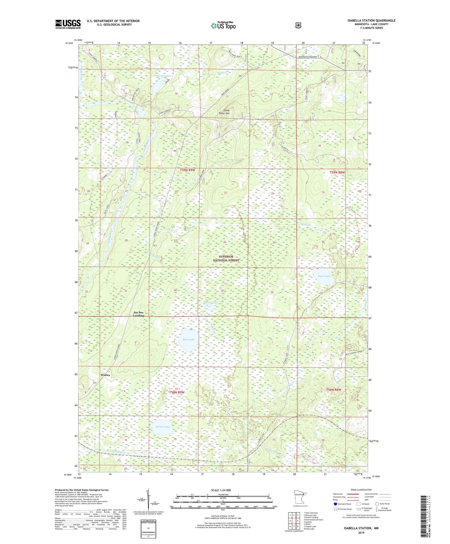 Isabella Station Minnesota US Topo Map Image