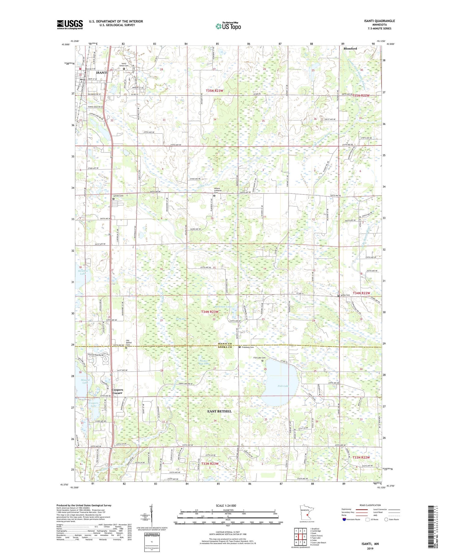 Isanti Minnesota US Topo Map Image