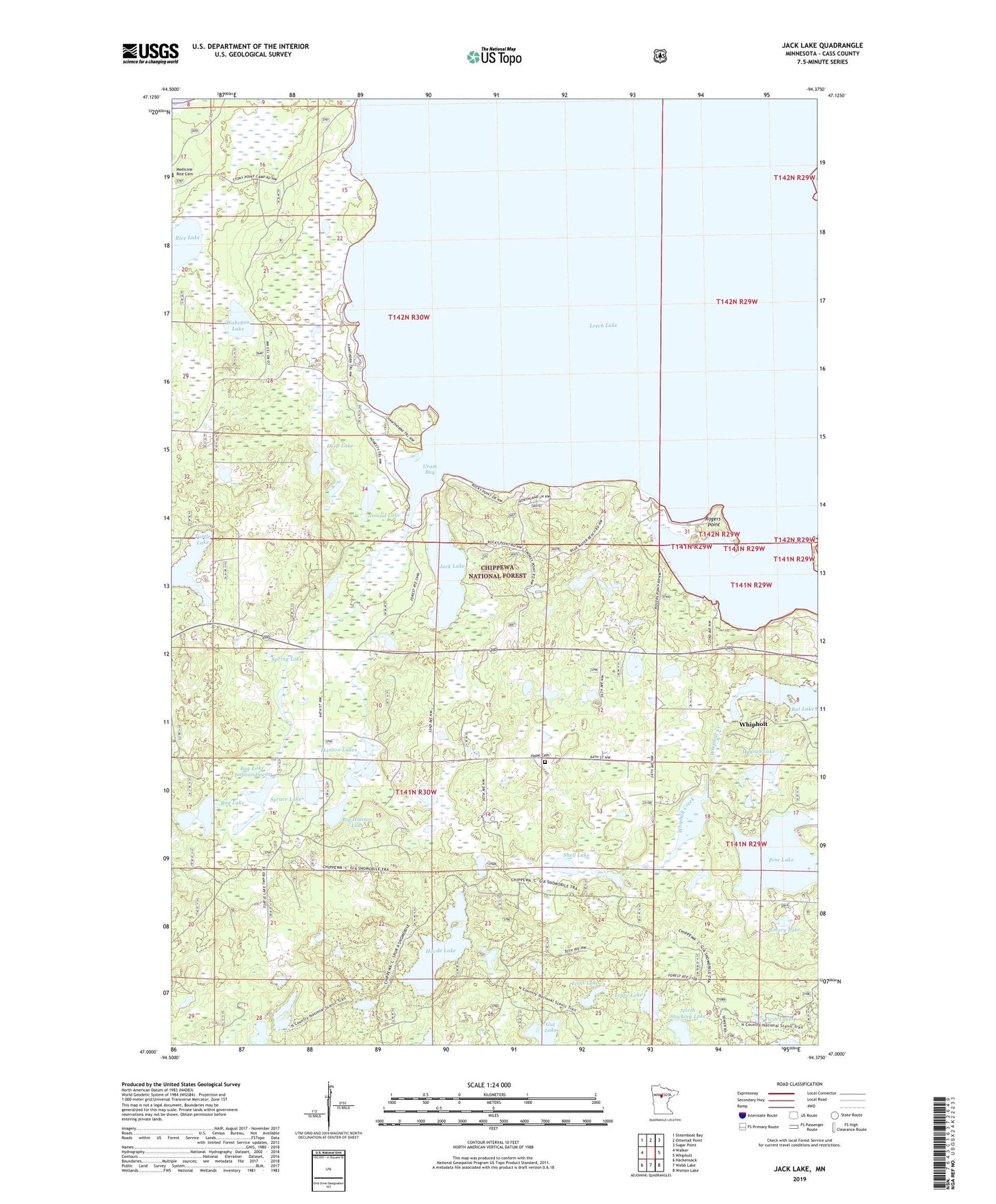 Jack Lake Minnesota US Topo Map Image
