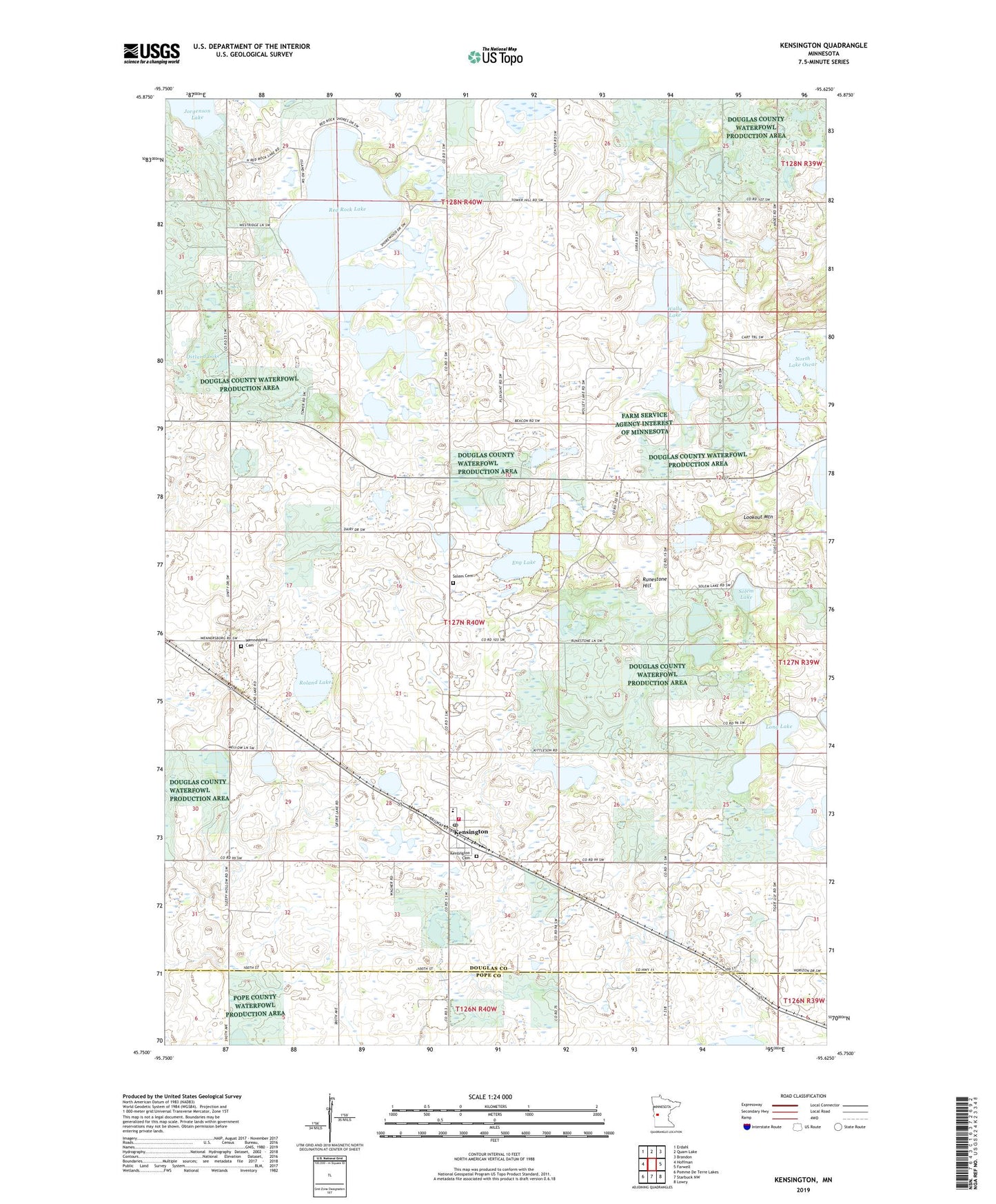 Kensington Minnesota US Topo Map Image