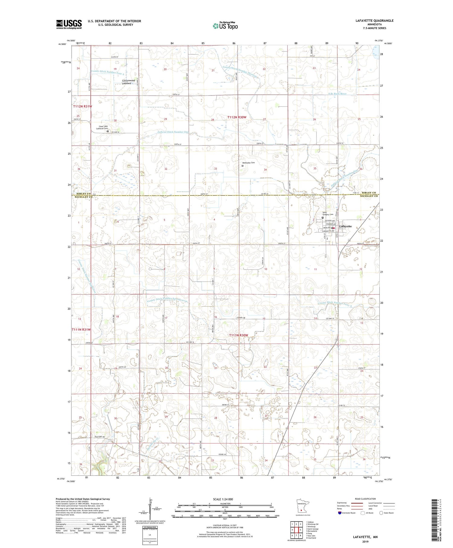 Lafayette Minnesota US Topo Map Image