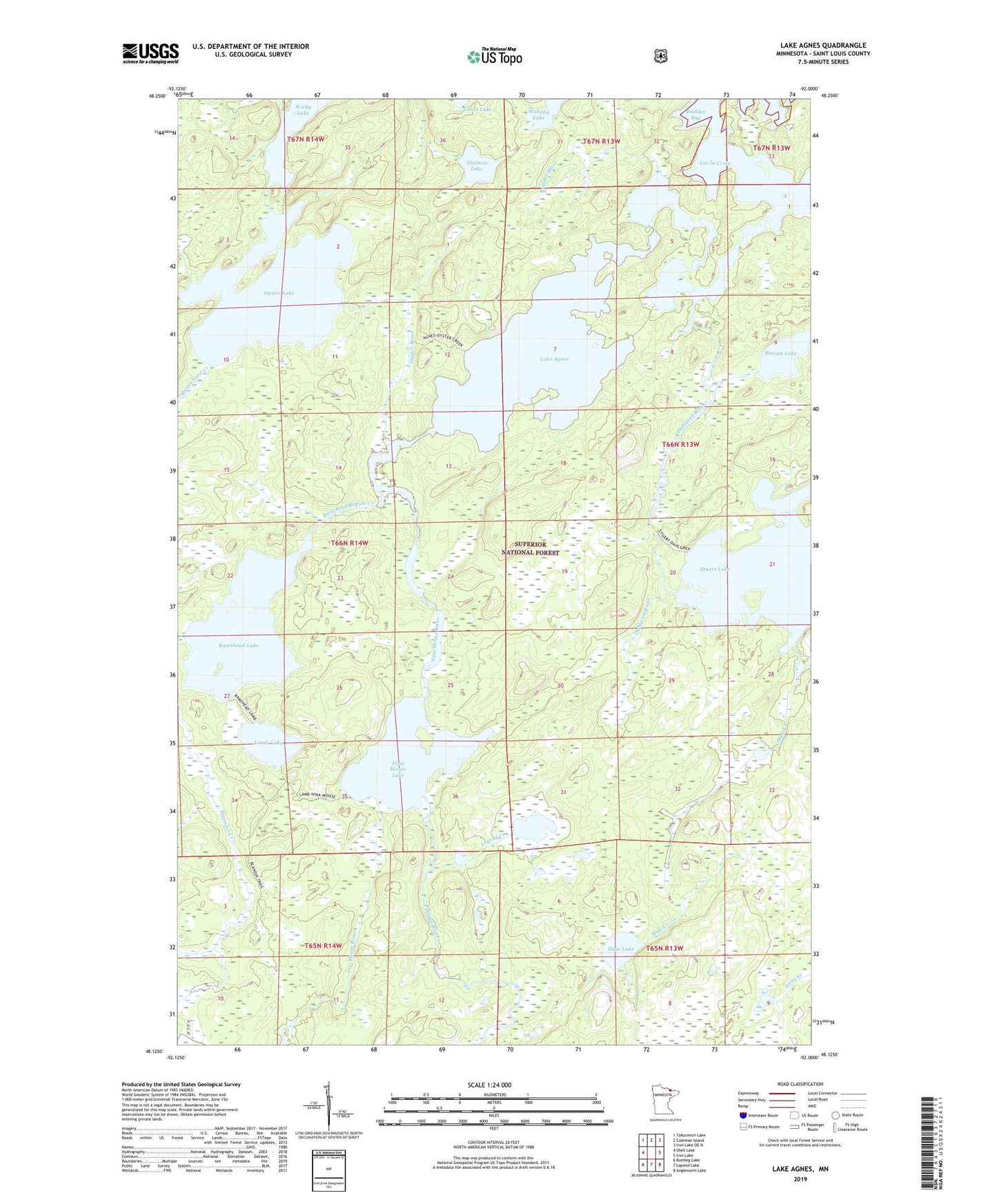 Lake Agnes Minnesota US Topo Map Image
