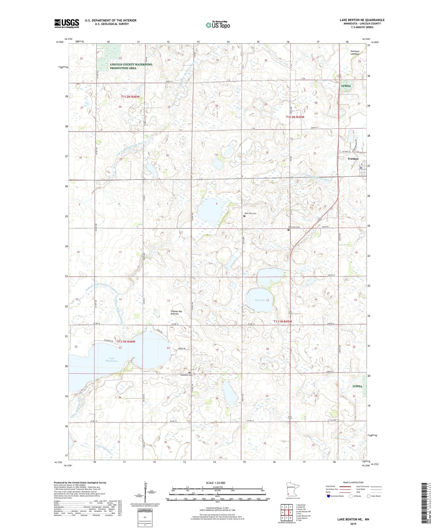 Lake Benton NE Minnesota US Topo Map Image