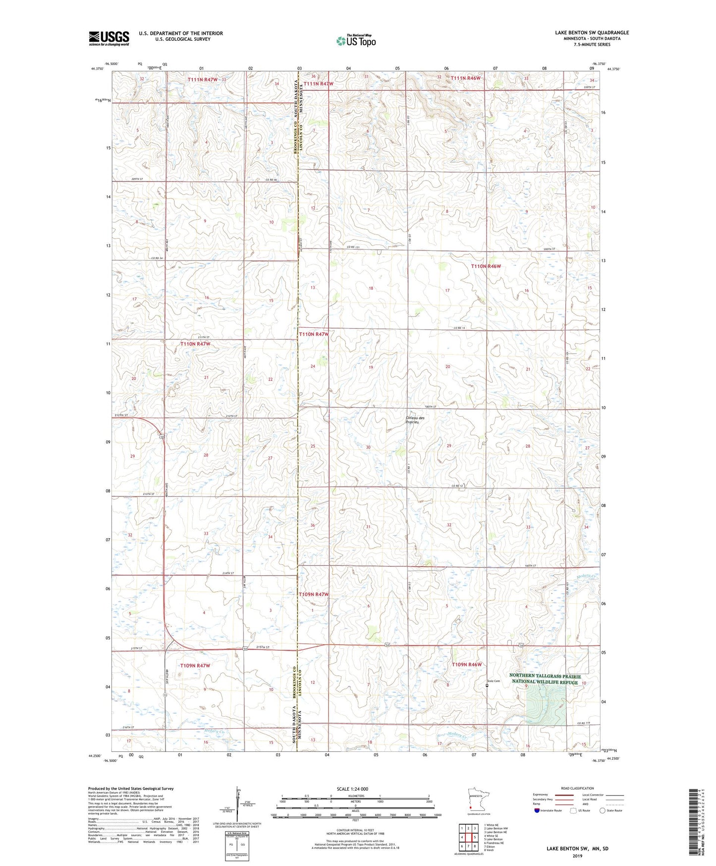 Lake Benton SW Minnesota US Topo Map Image