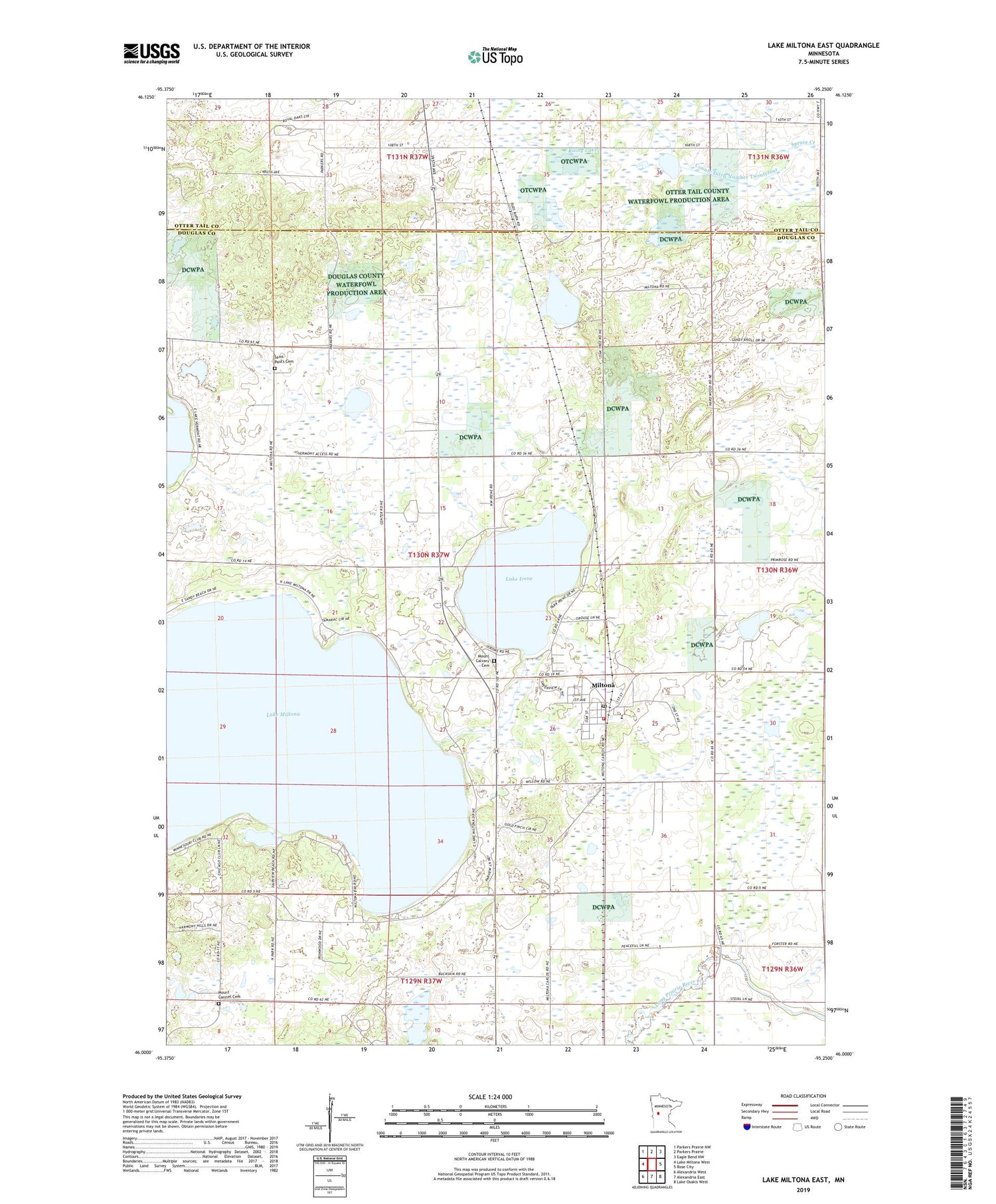 Lake Miltona East Minnesota US Topo Map Image