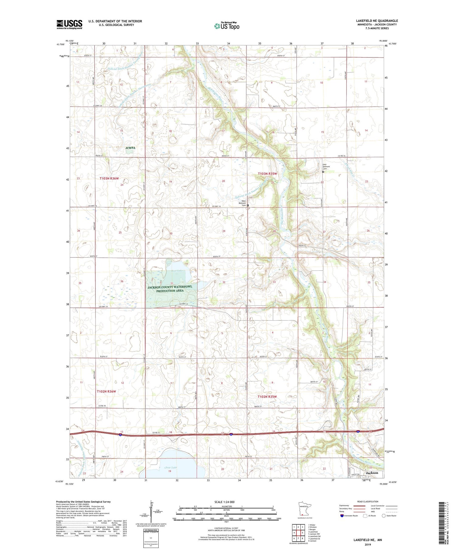 Lakefield NE Minnesota US Topo Map Image