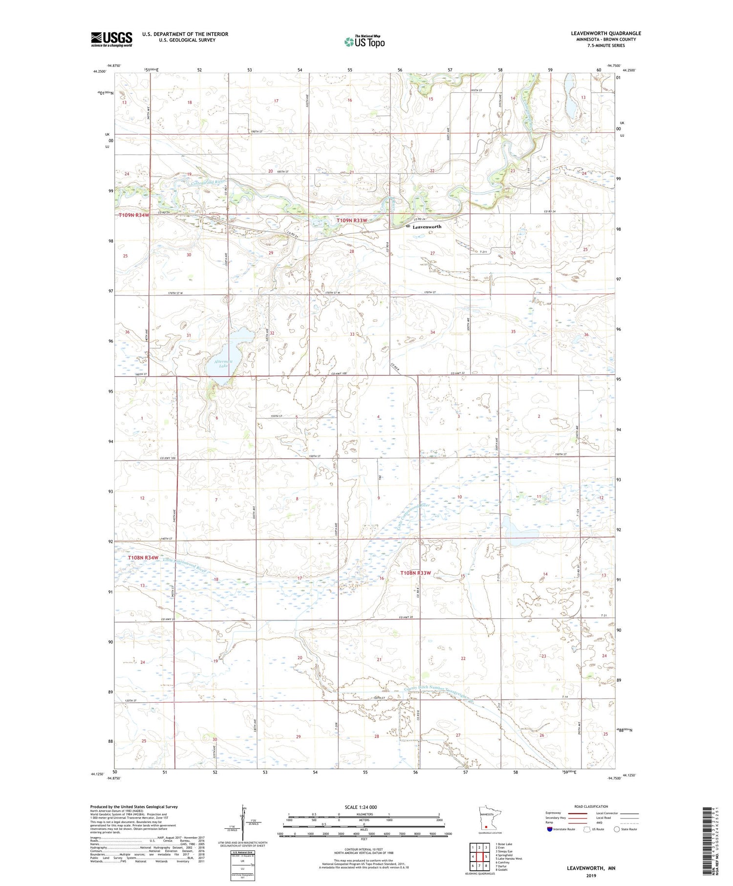 Leavenworth Minnesota US Topo Map Image