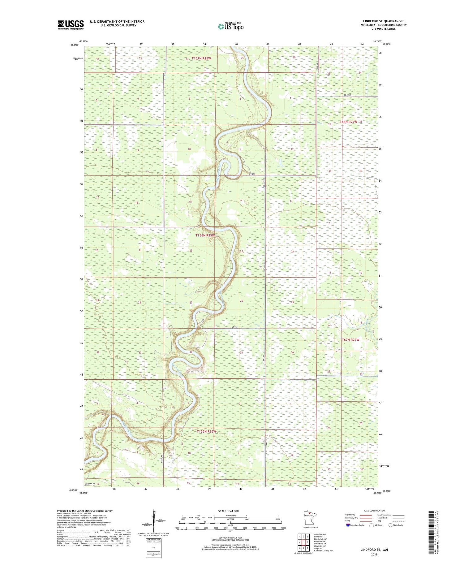 Lindford SE Minnesota US Topo Map Image
