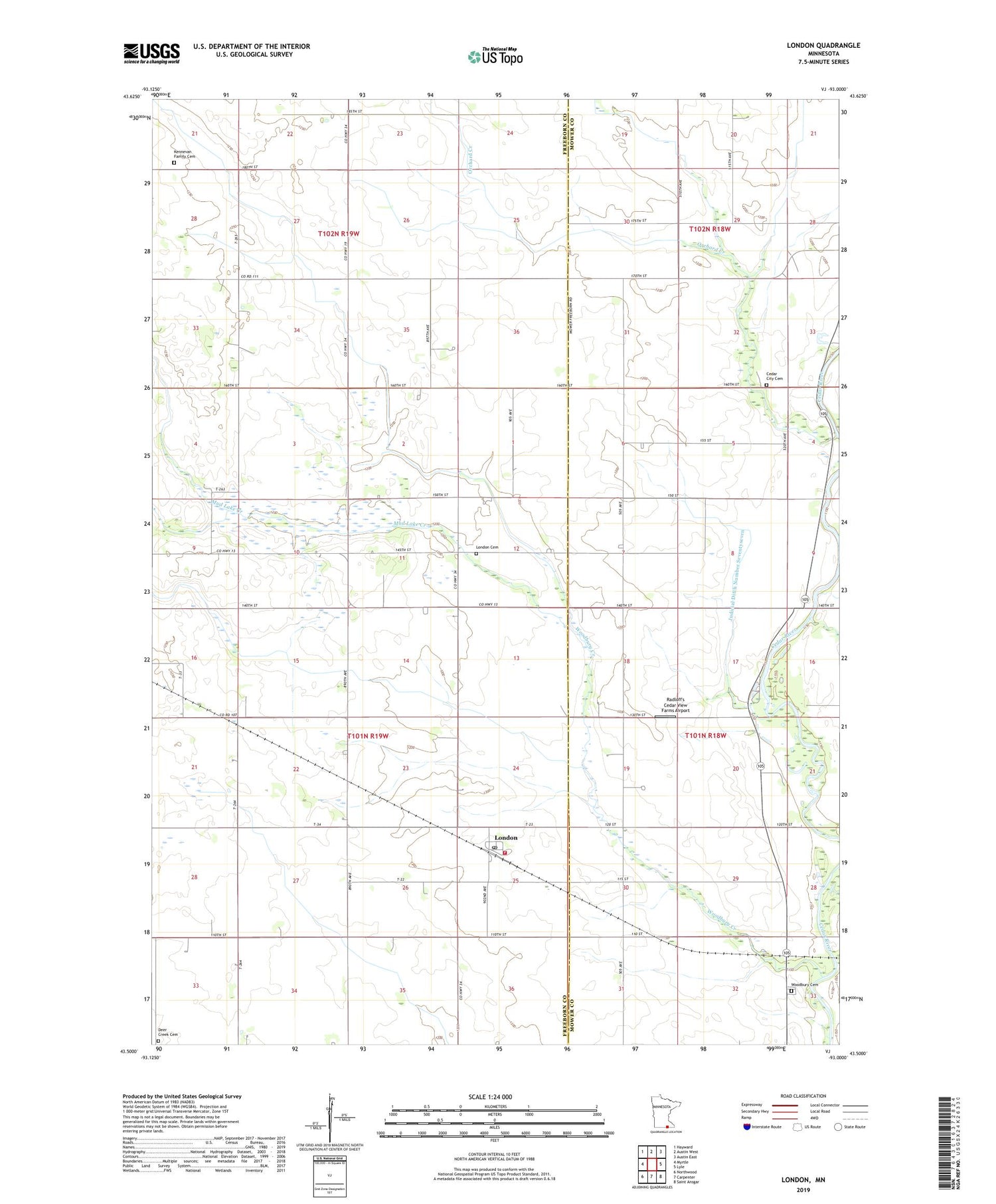 London Minnesota US Topo Map Image