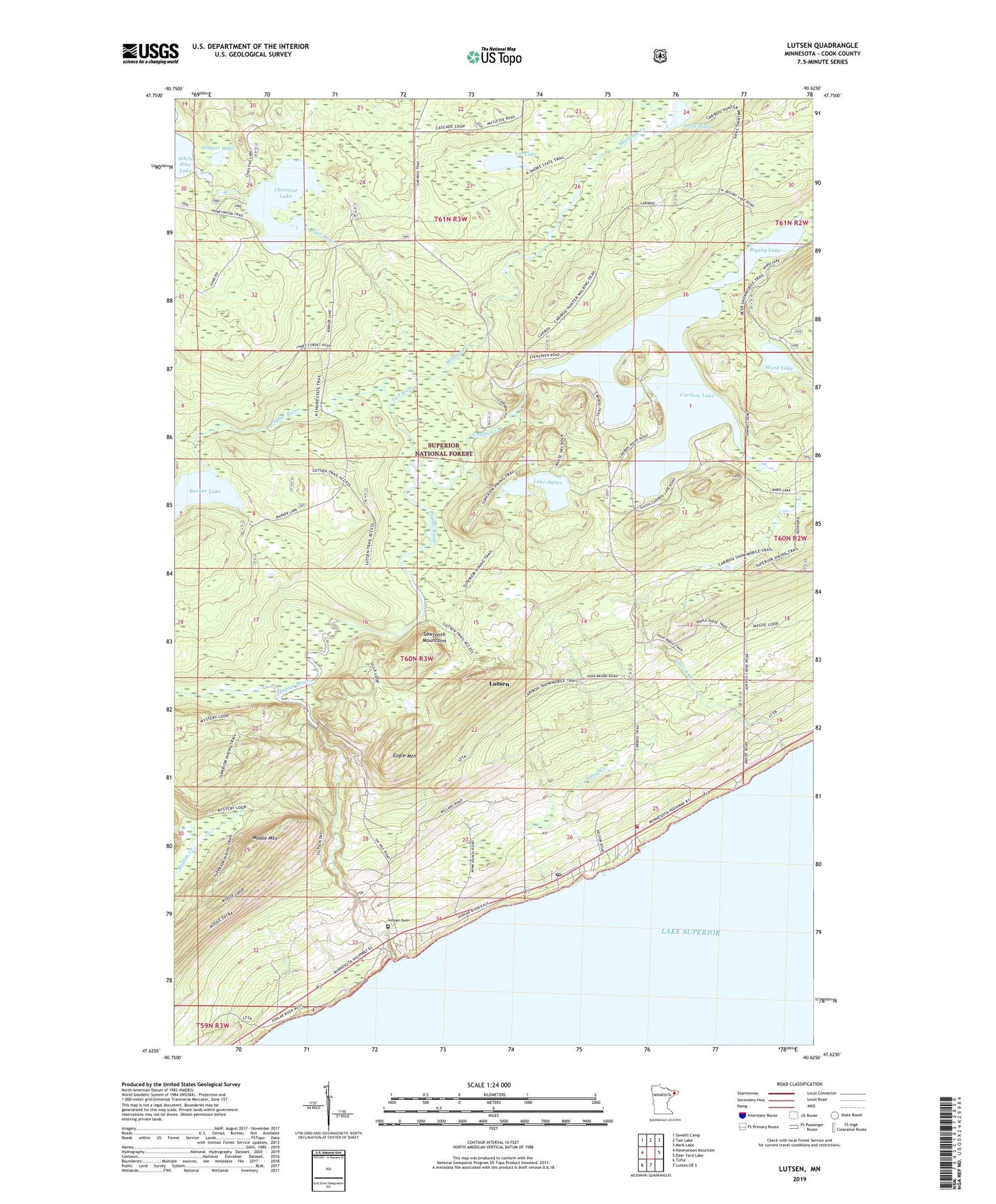 Lutsen Minnesota US Topo Map Image