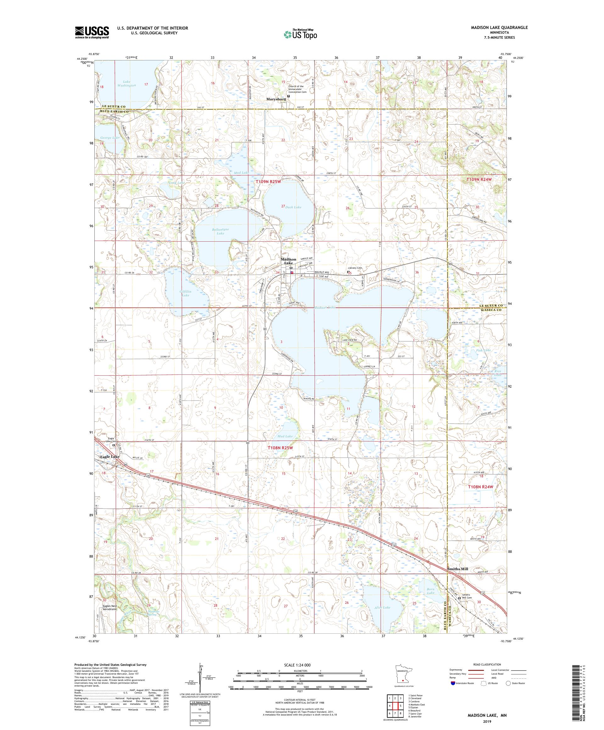 Madison Lake Minnesota US Topo Map – MyTopo Map Store