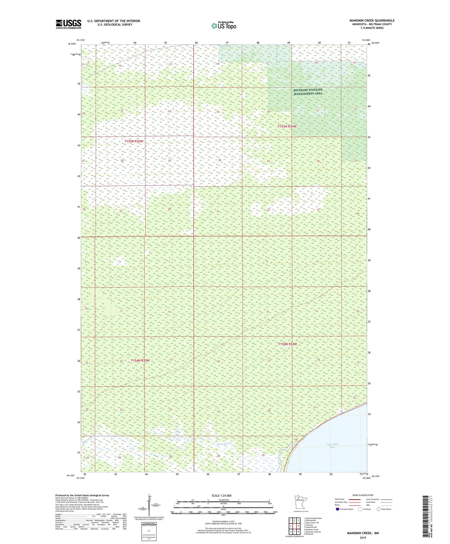 Manomin Creek Minnesota US Topo Map Image