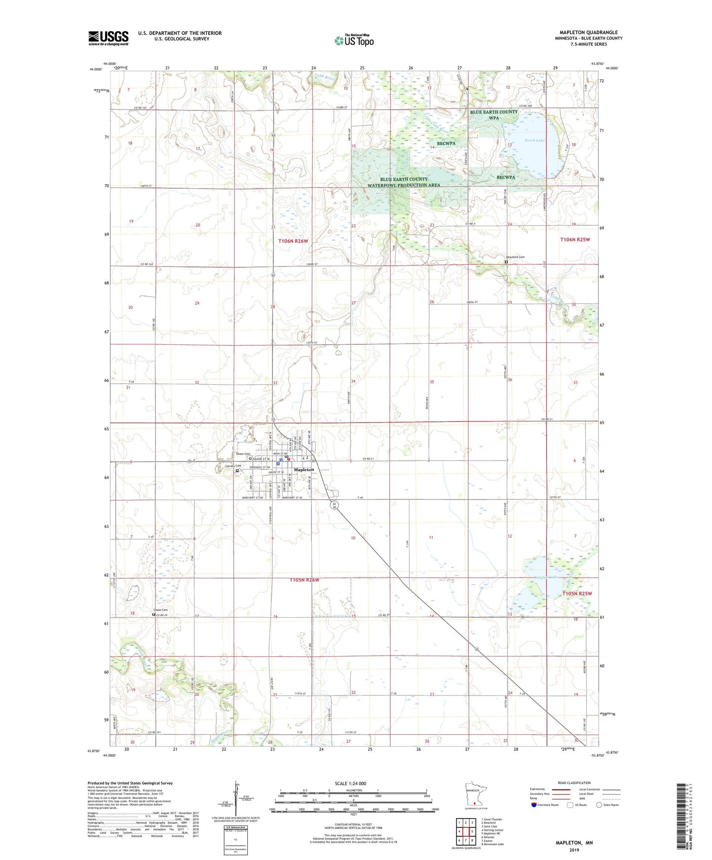 Mapleton Minnesota US Topo Map Image