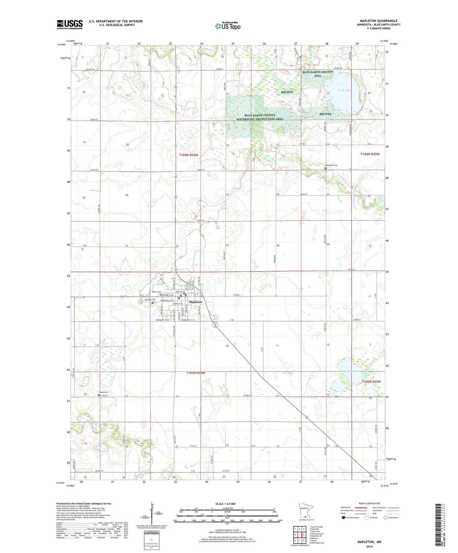 Mapleton Minnesota US Topo Map Image