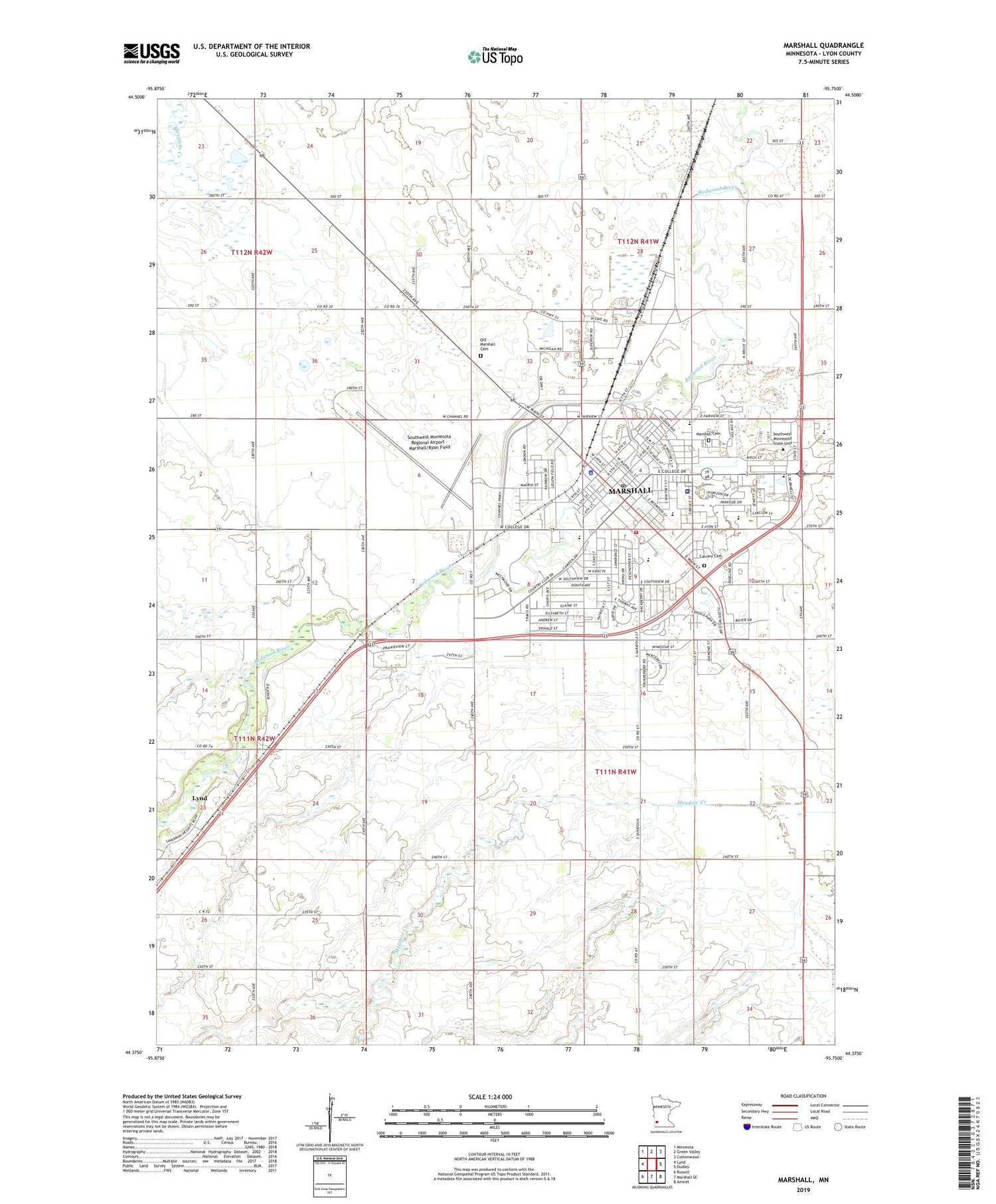 Marshall Minnesota US Topo Map Image