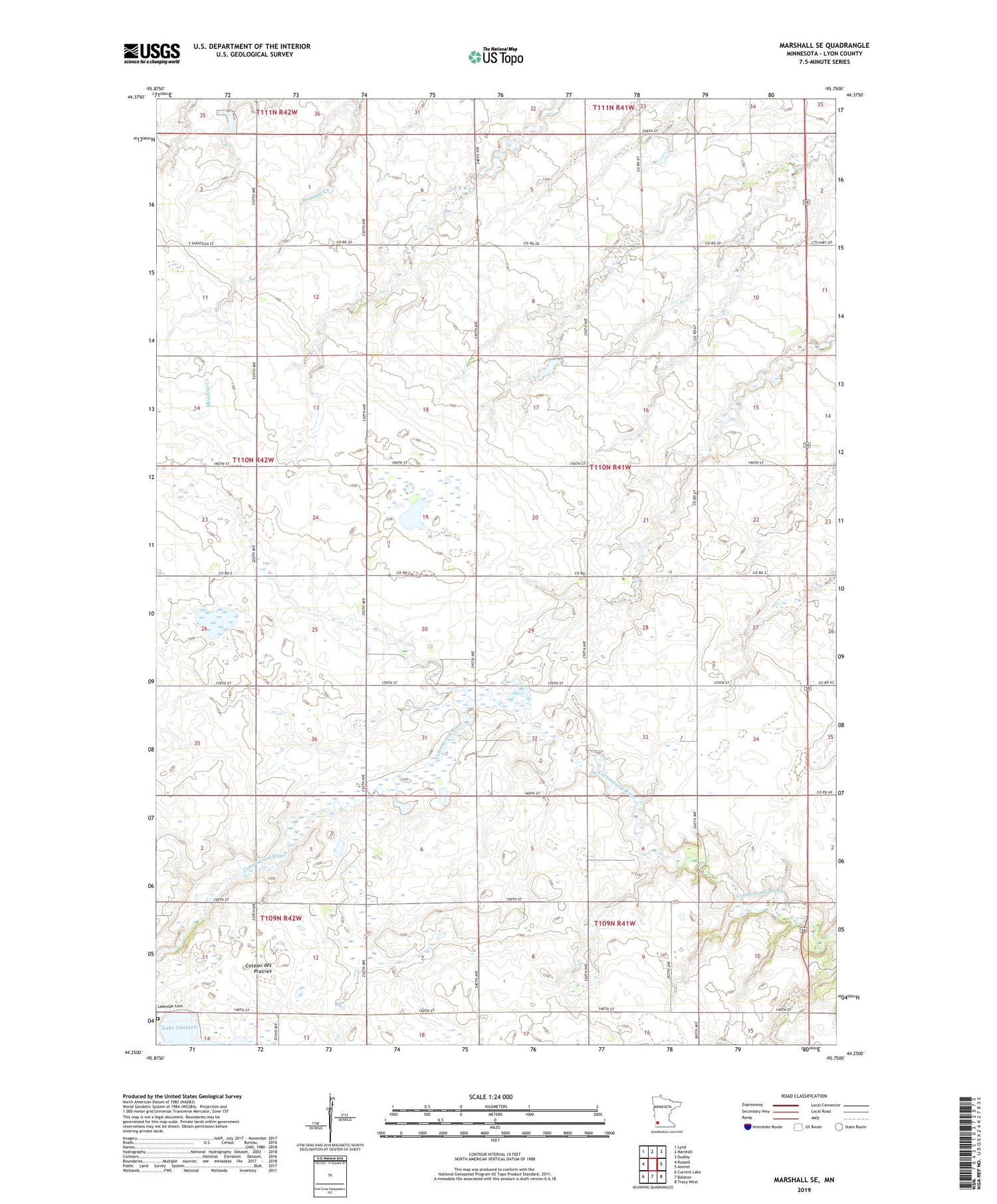 Marshall SE Minnesota US Topo Map Image