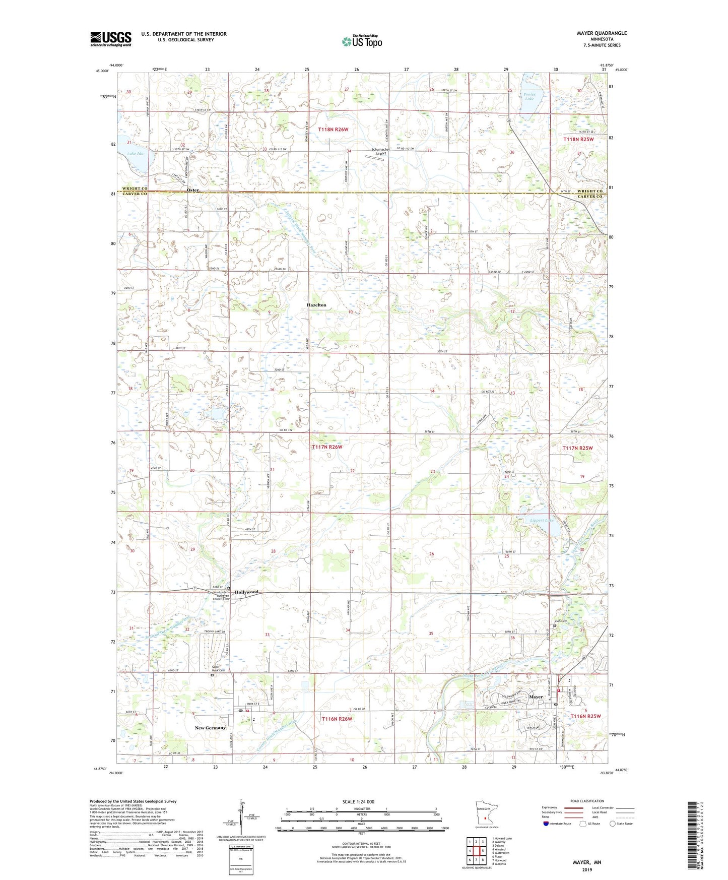 Mayer Minnesota US Topo Map Image