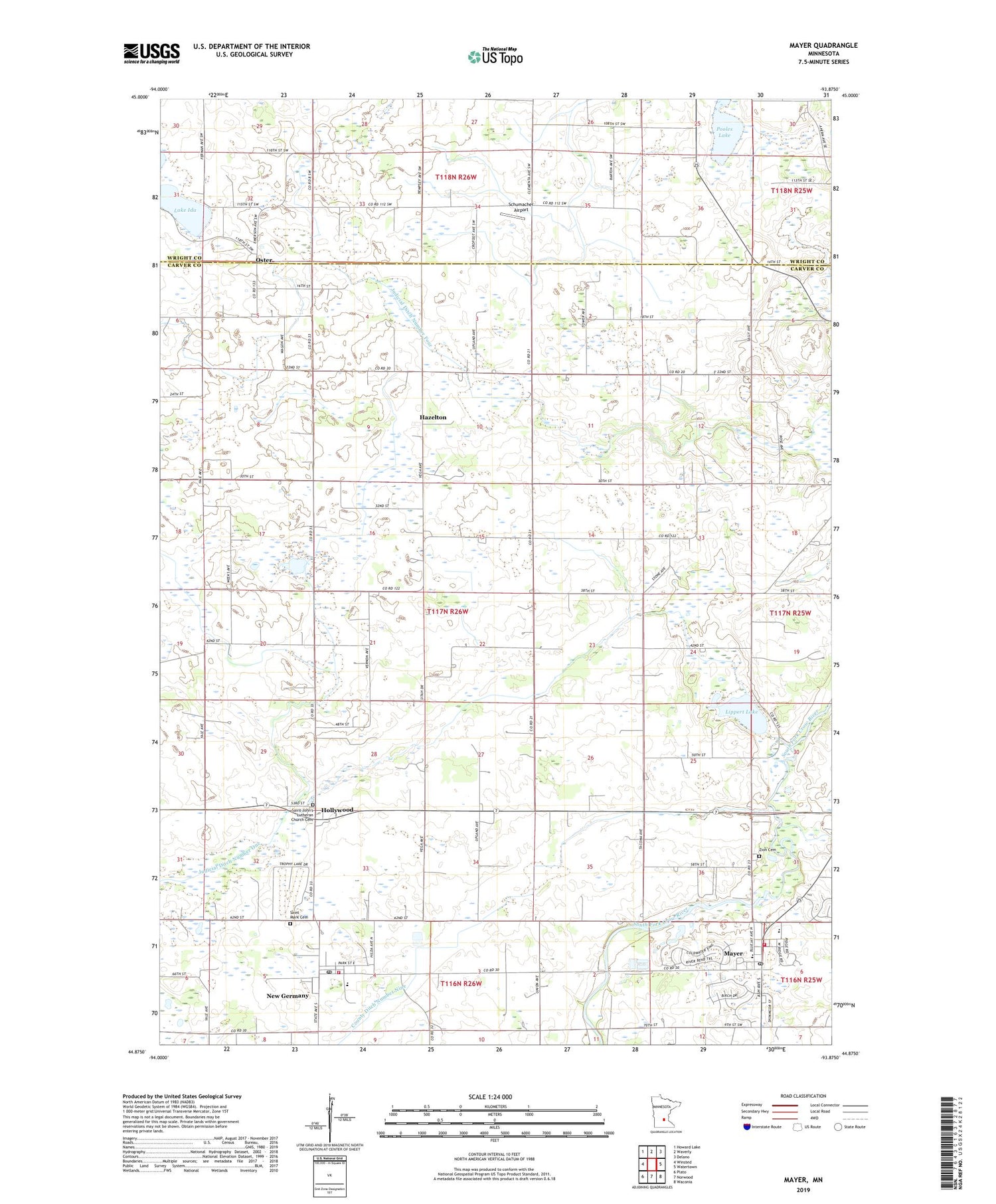 Mayer Minnesota US Topo Map Image