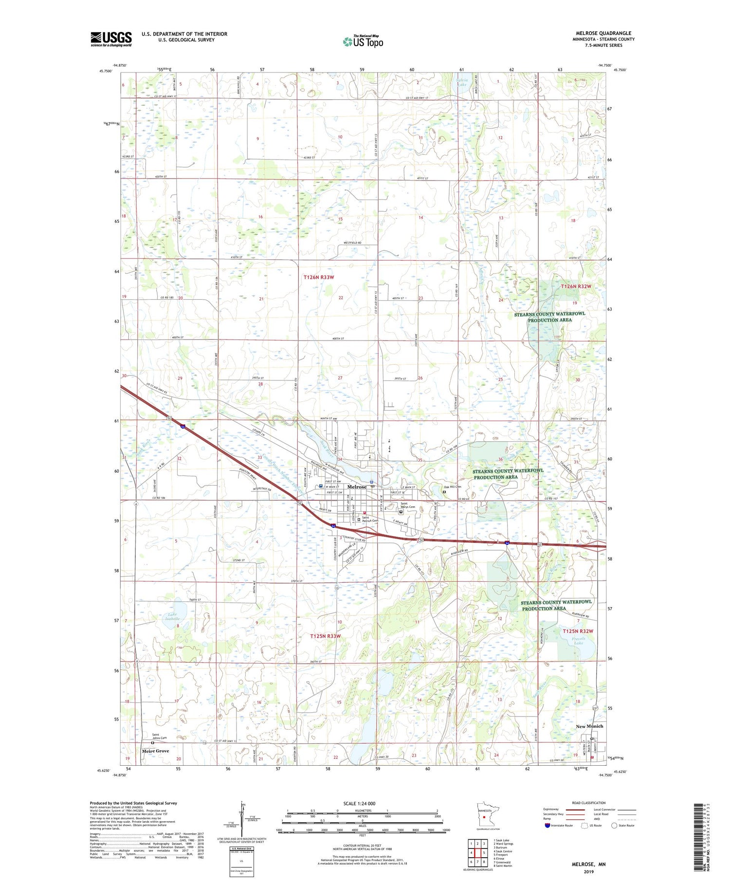 Melrose Minnesota US Topo Map Image