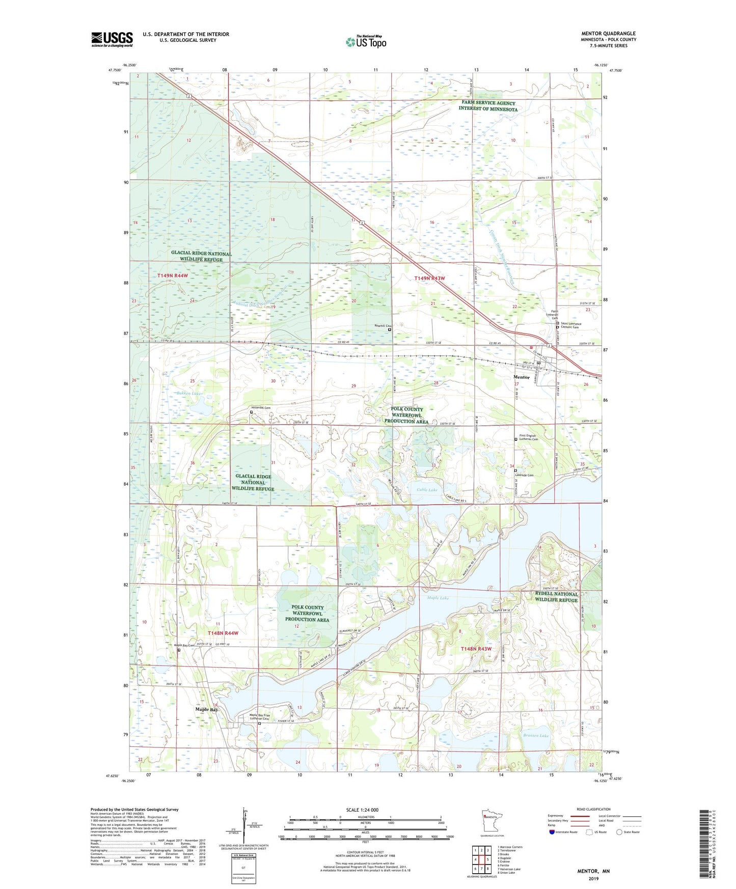 Mentor Minnesota US Topo Map Image