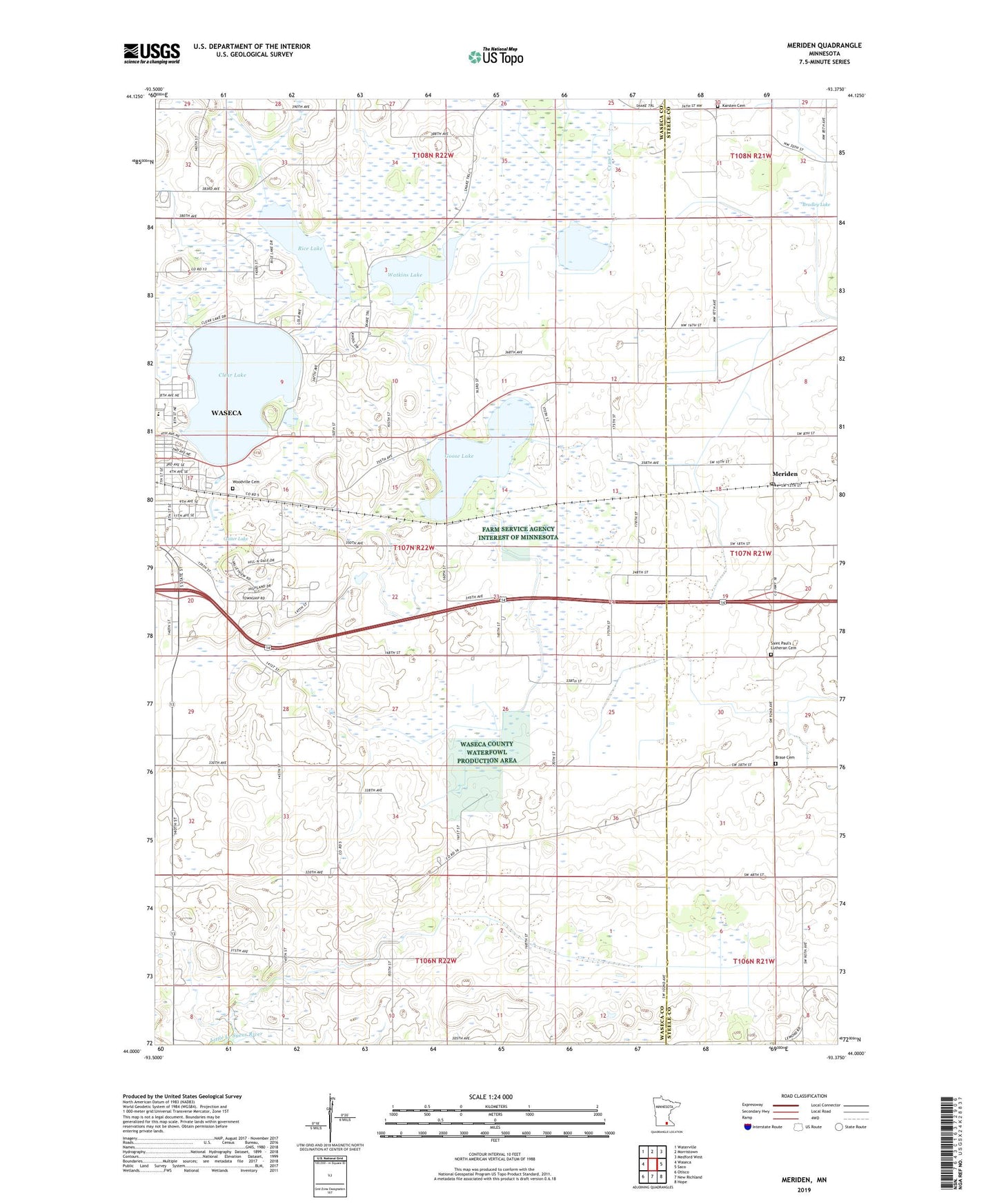 Meriden Minnesota US Topo Map Image