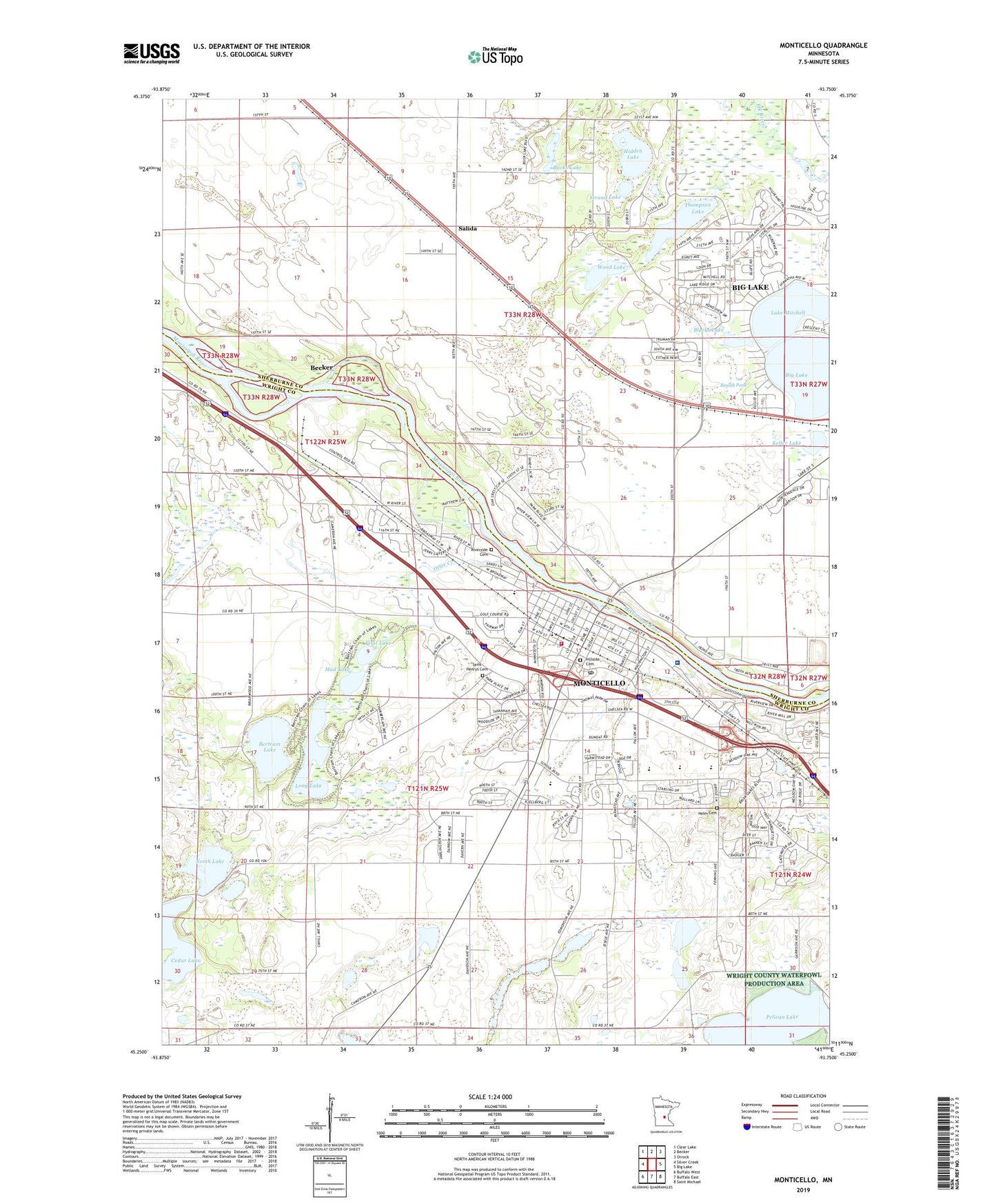 Monticello Minnesota US Topo Map Image