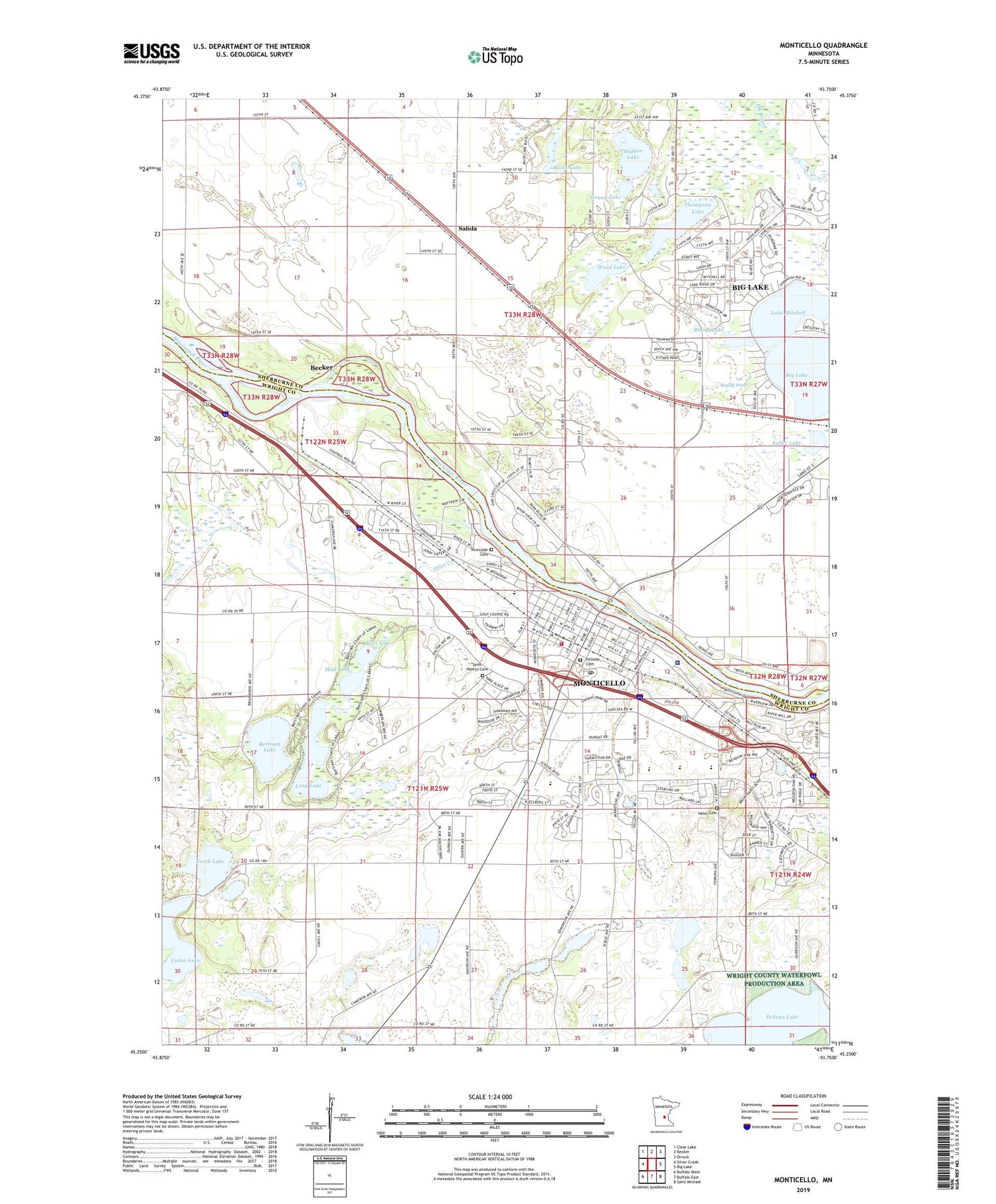 Monticello Minnesota US Topo Map Image