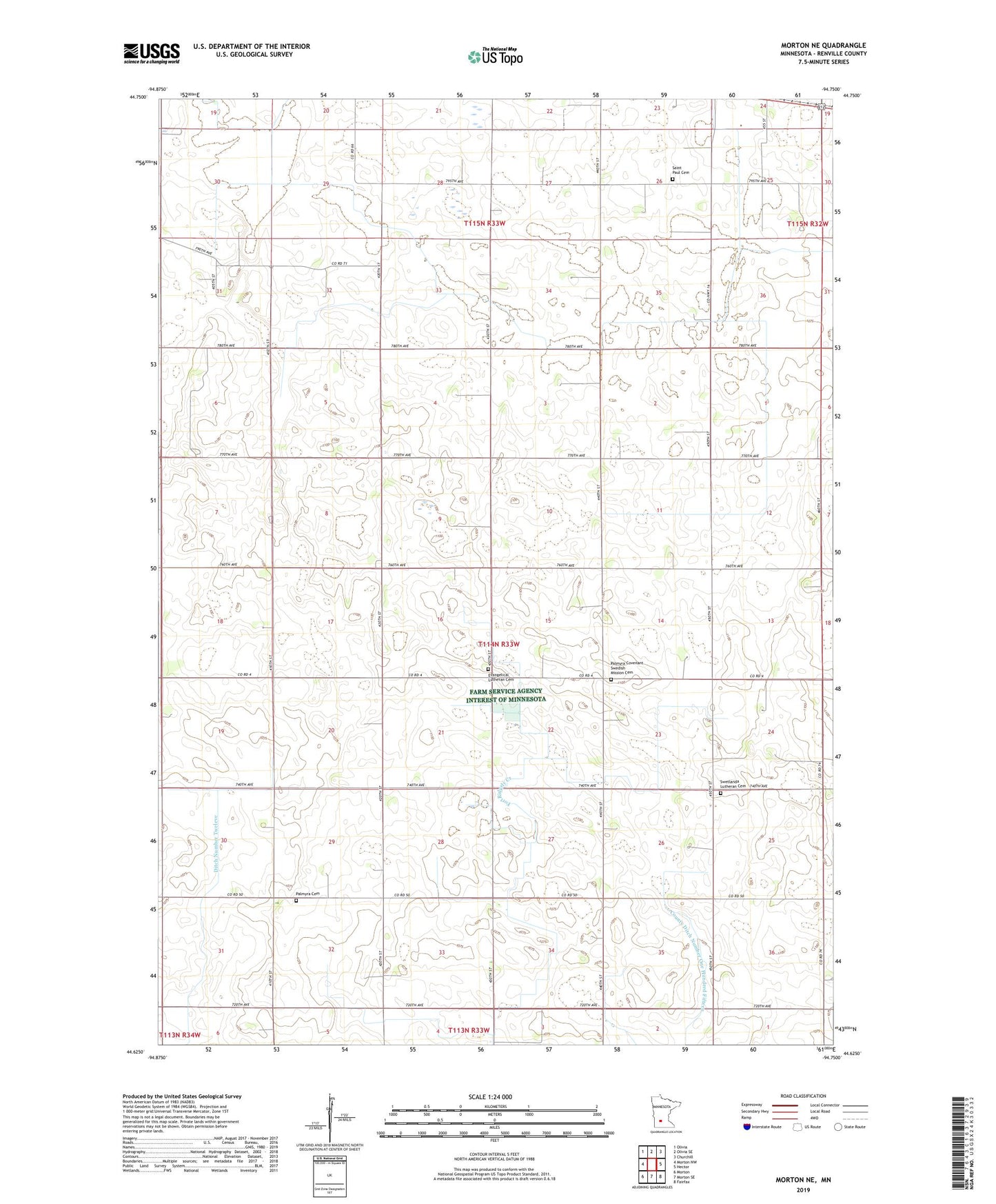 Morton NE Minnesota US Topo Map Image