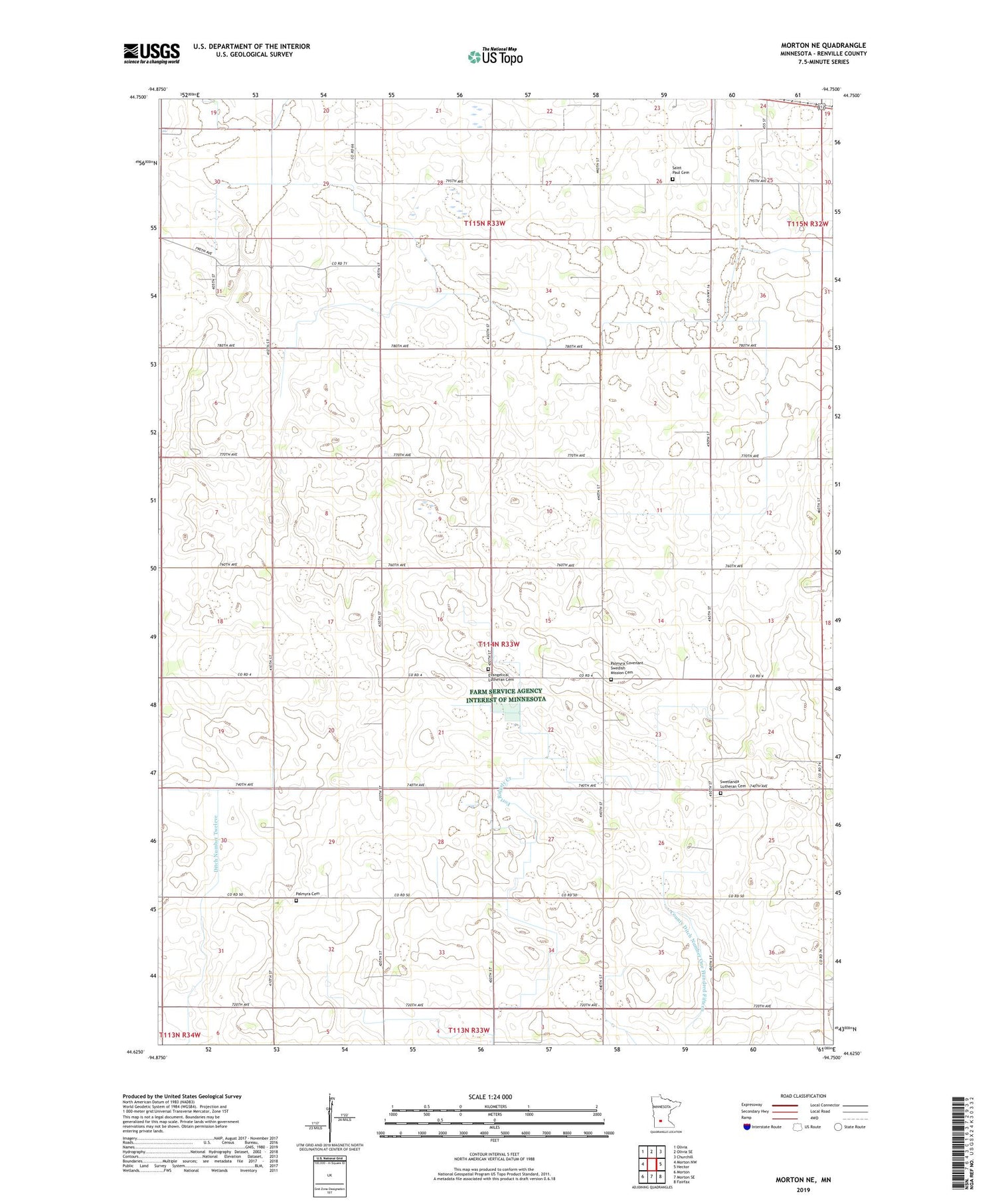 Morton NE Minnesota US Topo Map Image