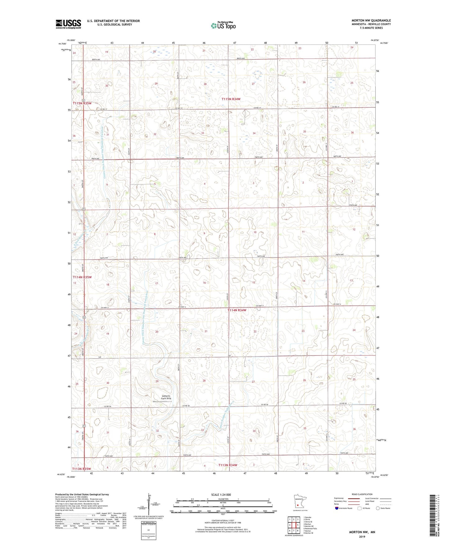 Morton NW Minnesota US Topo Map Image