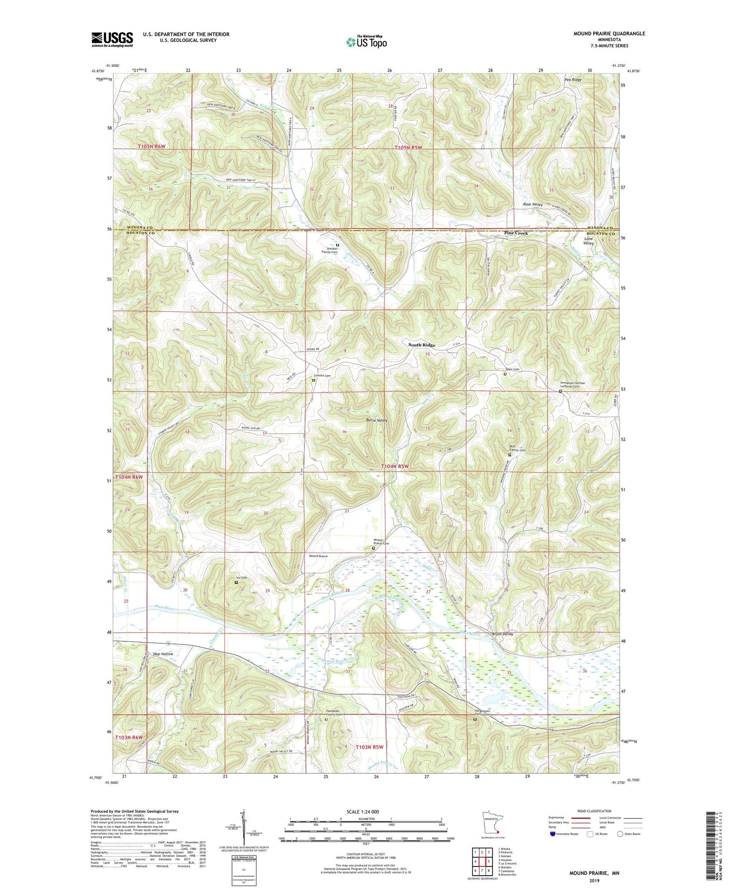 Mound Prairie Minnesota US Topo Map Image