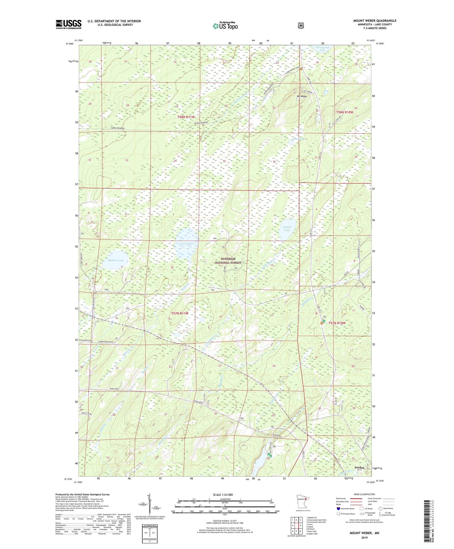 Mount Weber Minnesota US Topo Map Image