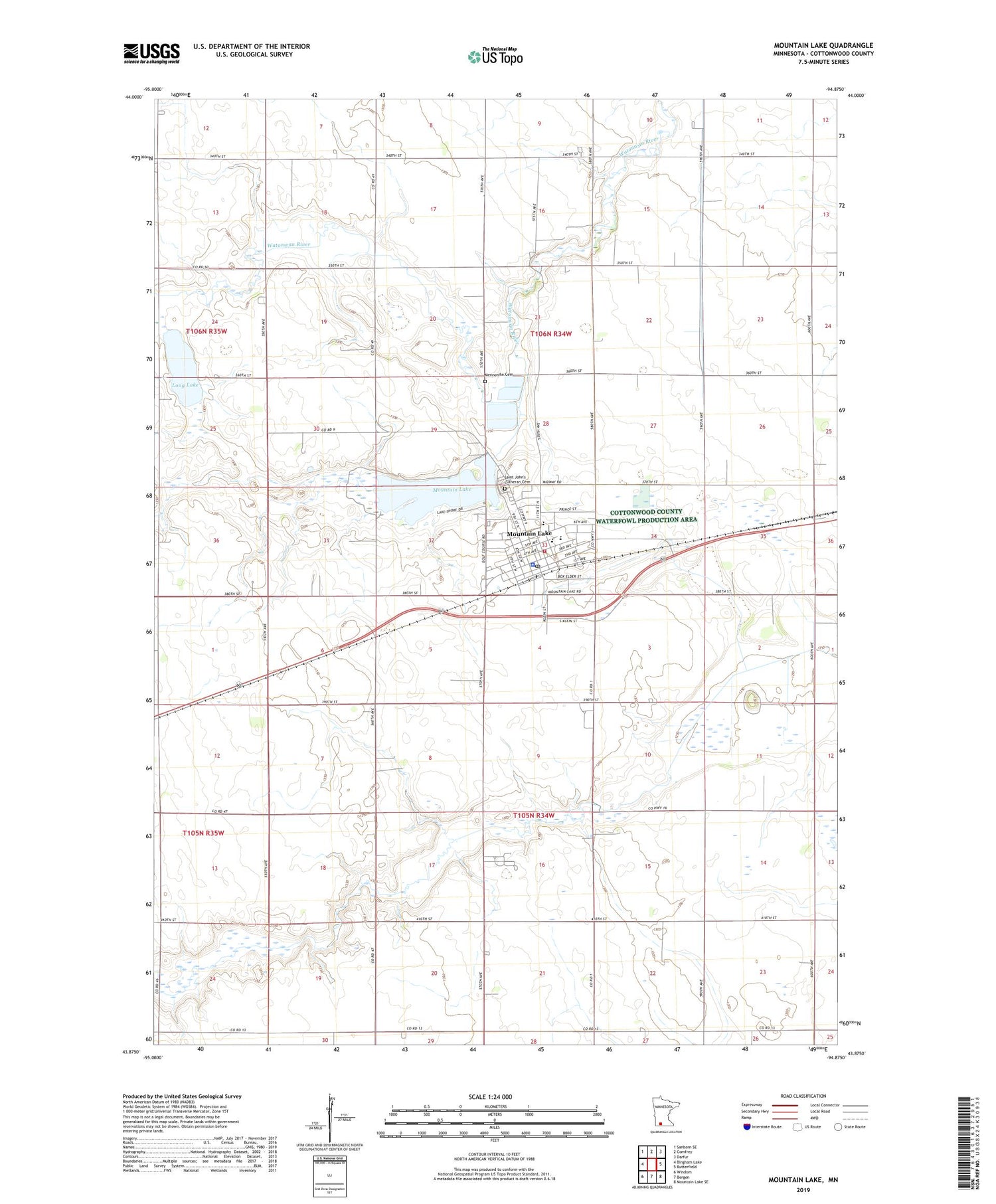 Mountain Lake Minnesota US Topo Map Image