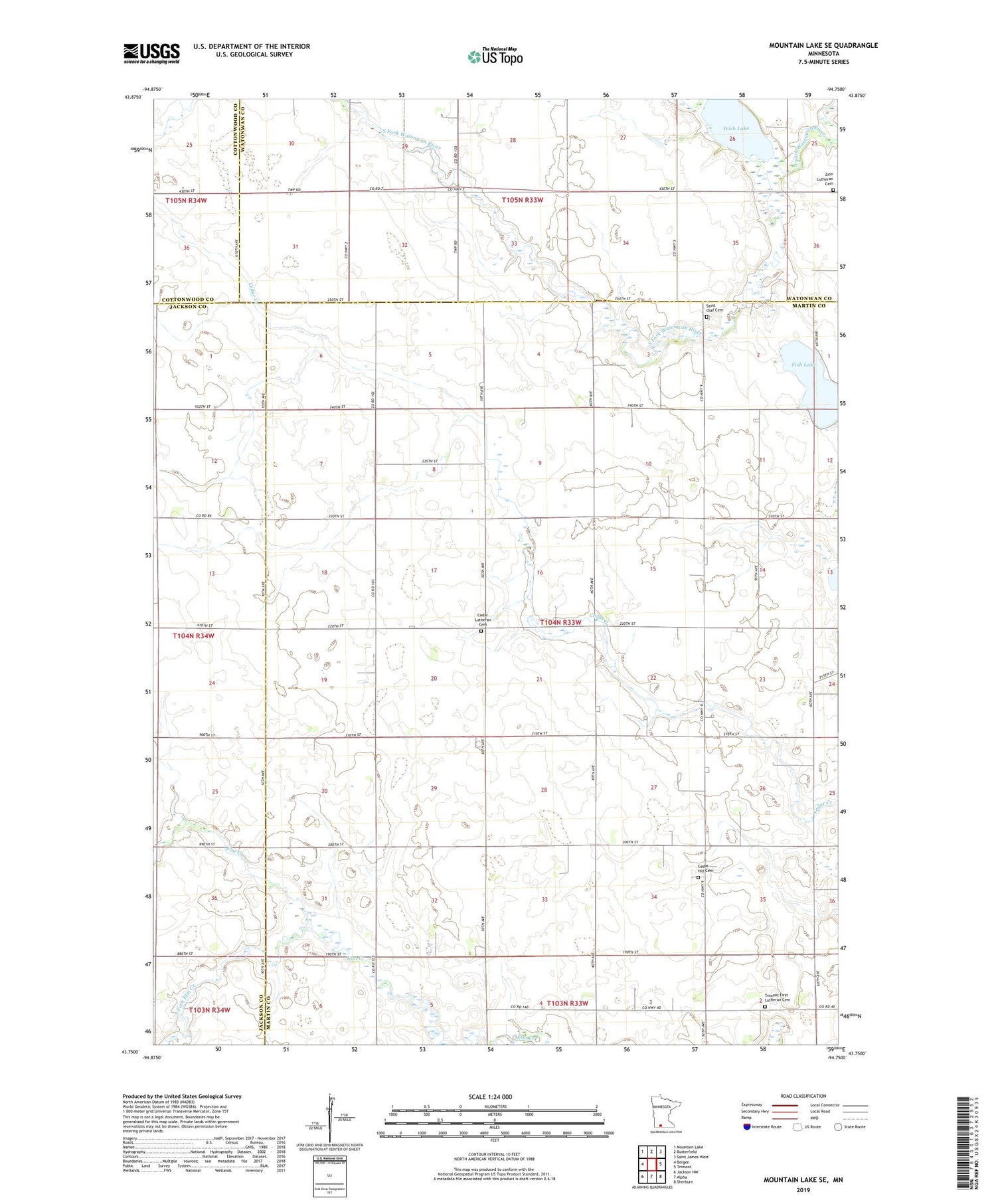 Mountain Lake SE Minnesota US Topo Map Image
