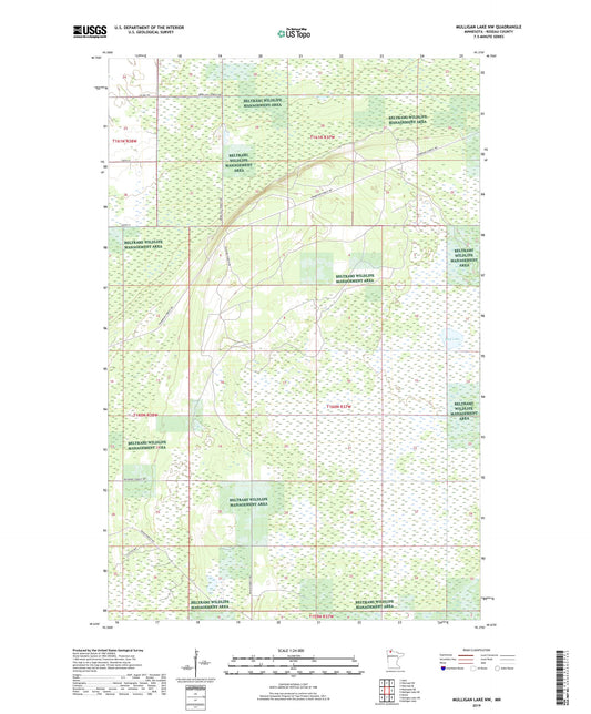 Mulligan Lake NW Minnesota US Topo Map Image