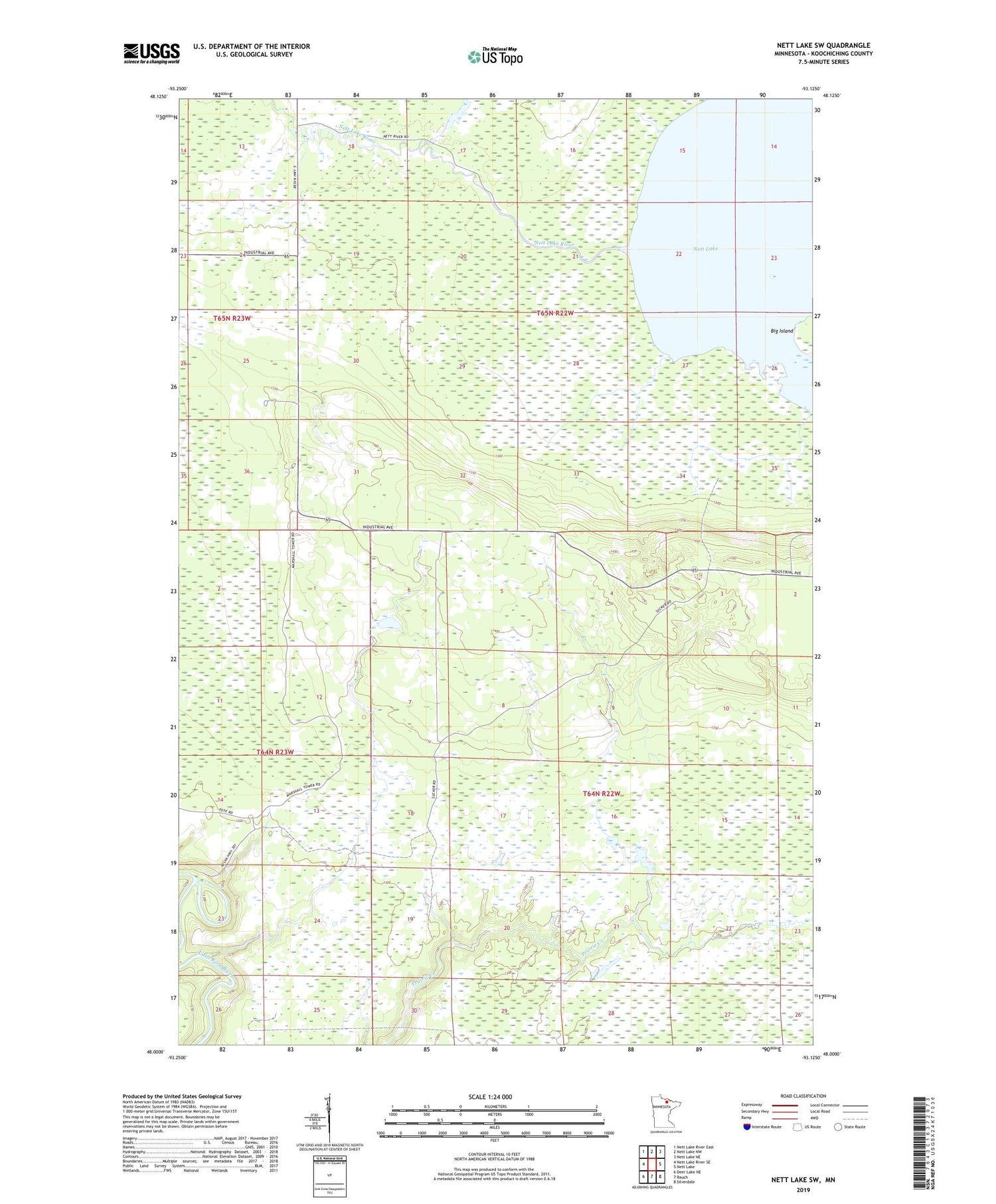Nett Lake SW Minnesota US Topo Map Image