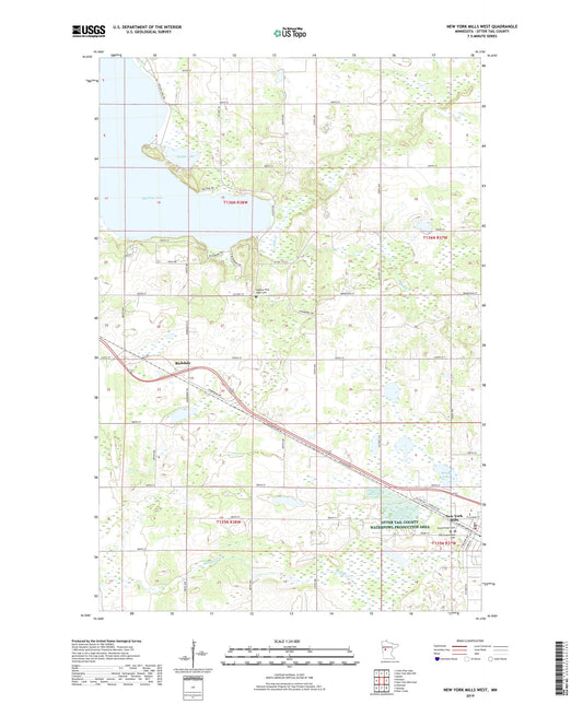New York Mills West Minnesota US Topo Map Image