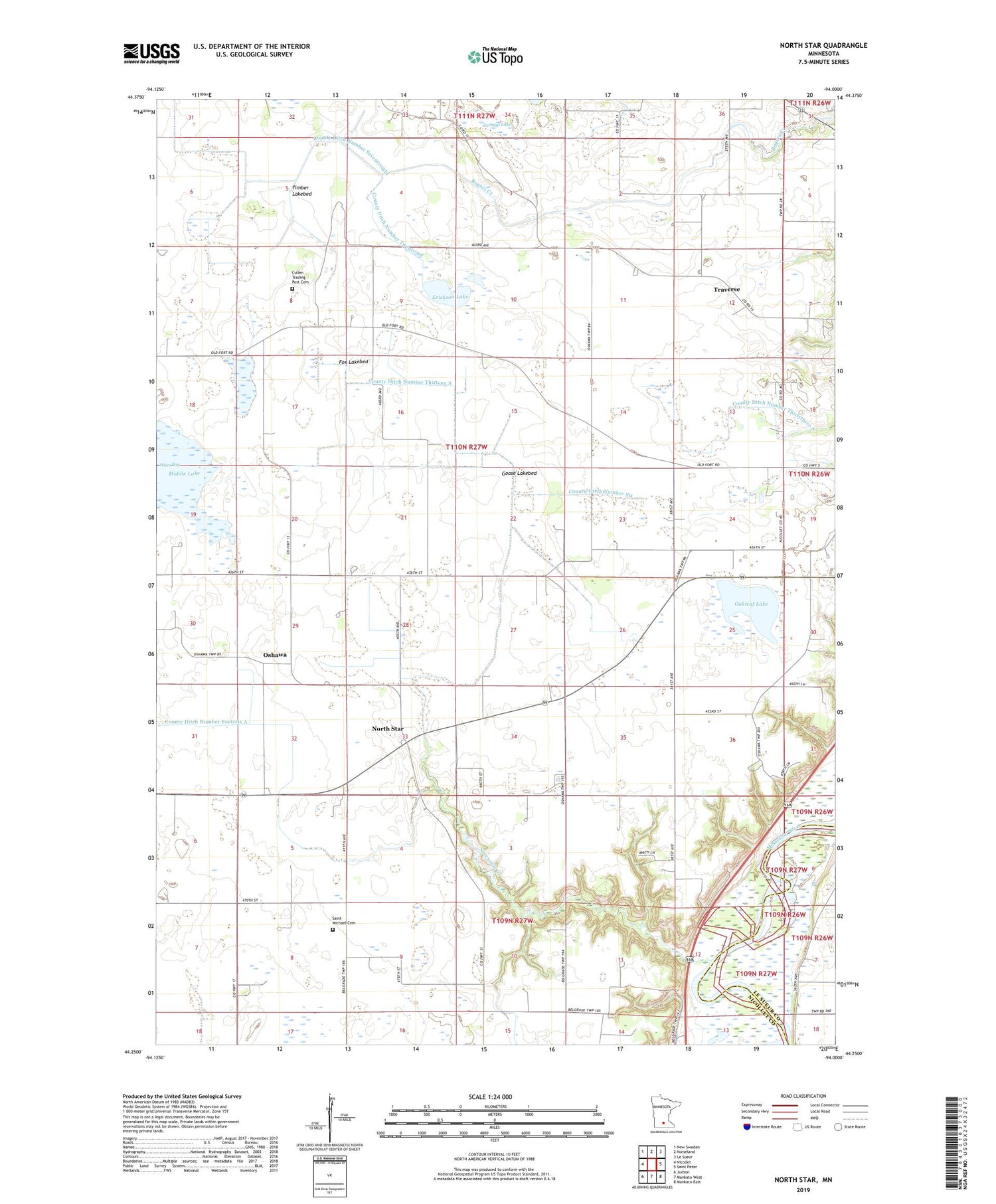North Star Minnesota US Topo Map Image