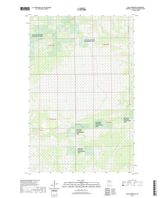 Oaks Corner NE Minnesota US Topo Map Image