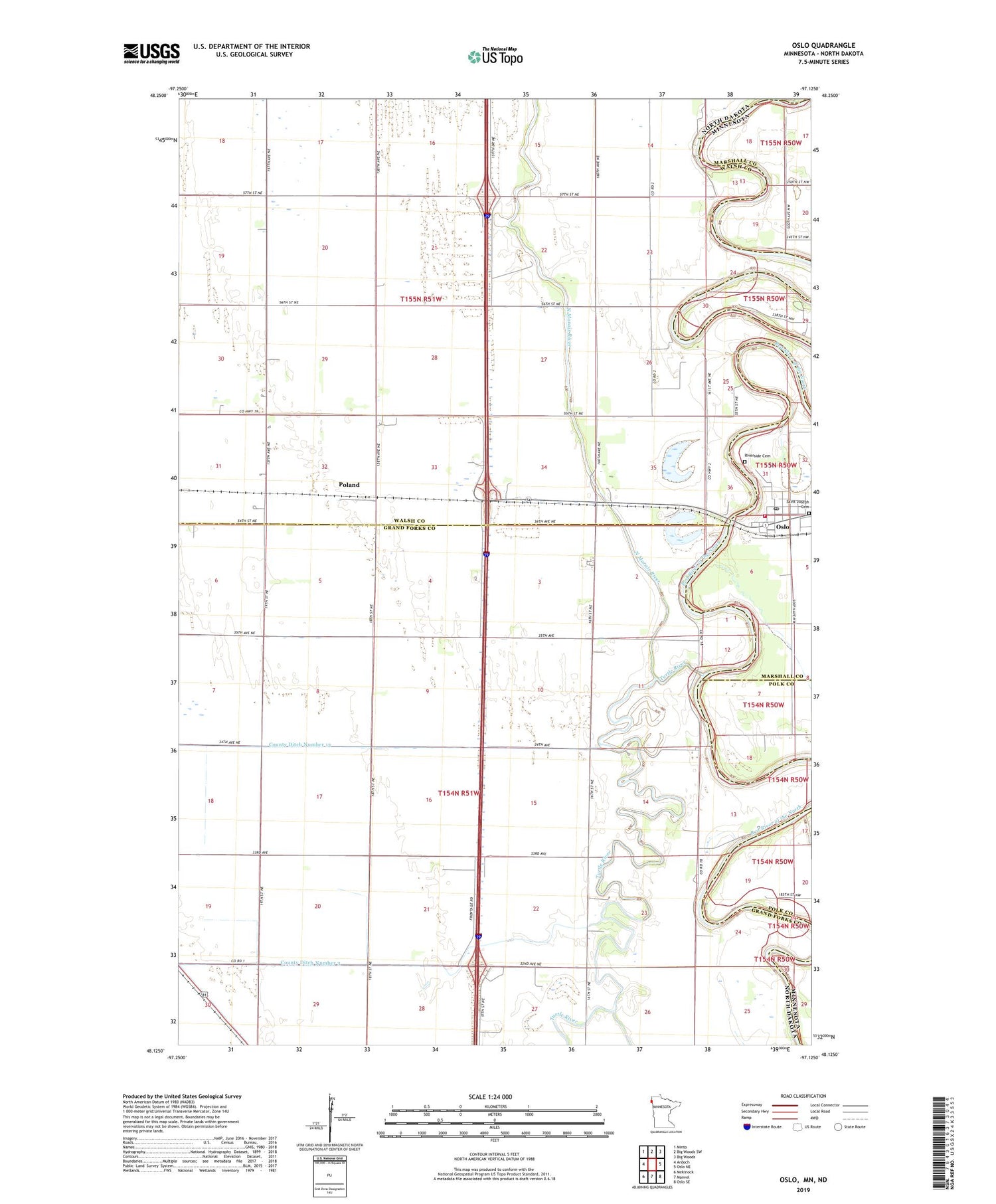 Oslo Minnesota US Topo Map Image